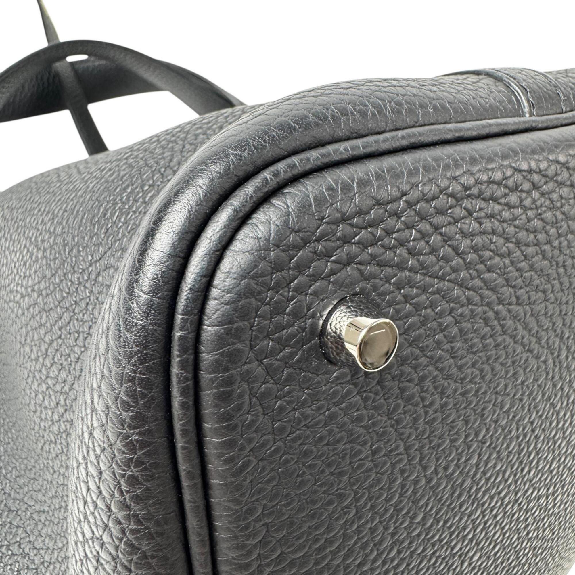 Hermes Picotin Lock MM Noir Black Taurillon Clemence Handbag A Stamp Women's — Like New