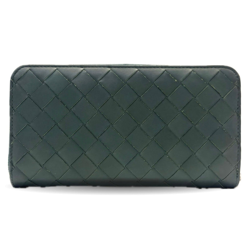 Bottega Veneta Intrecciato Round Long Wallet Khaki Green 593217