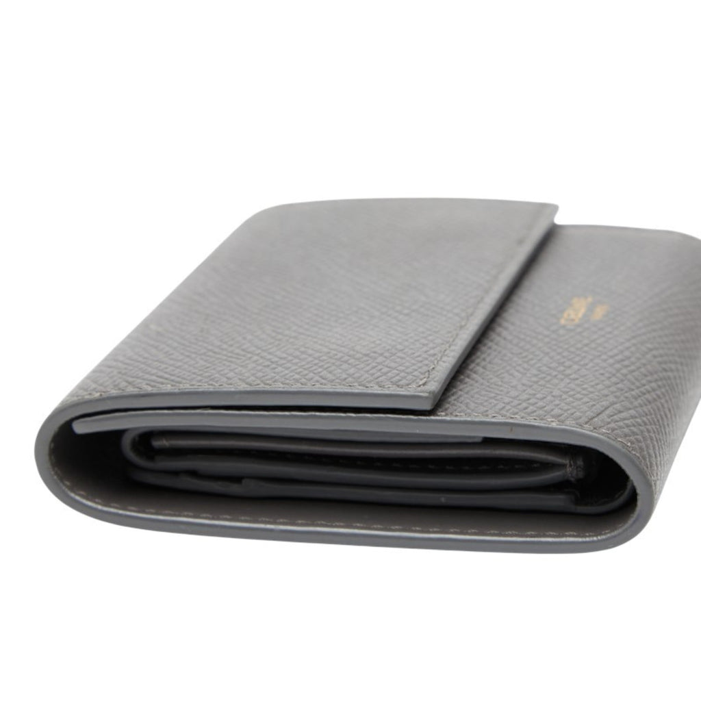 Celine Tri-fold Wallet Gray Leather Women's CELINE