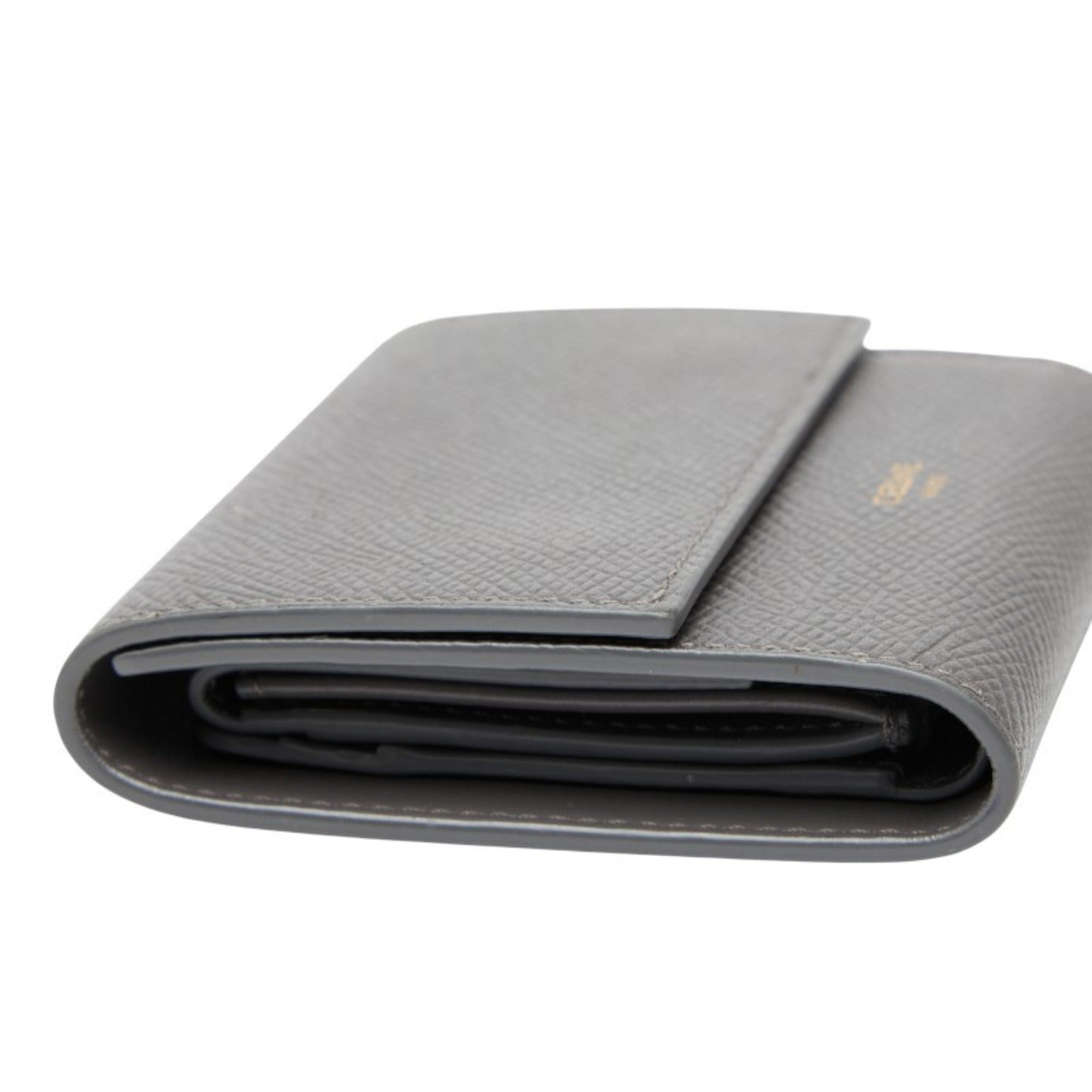Celine Tri-fold Wallet Gray Leather Women's CELINE