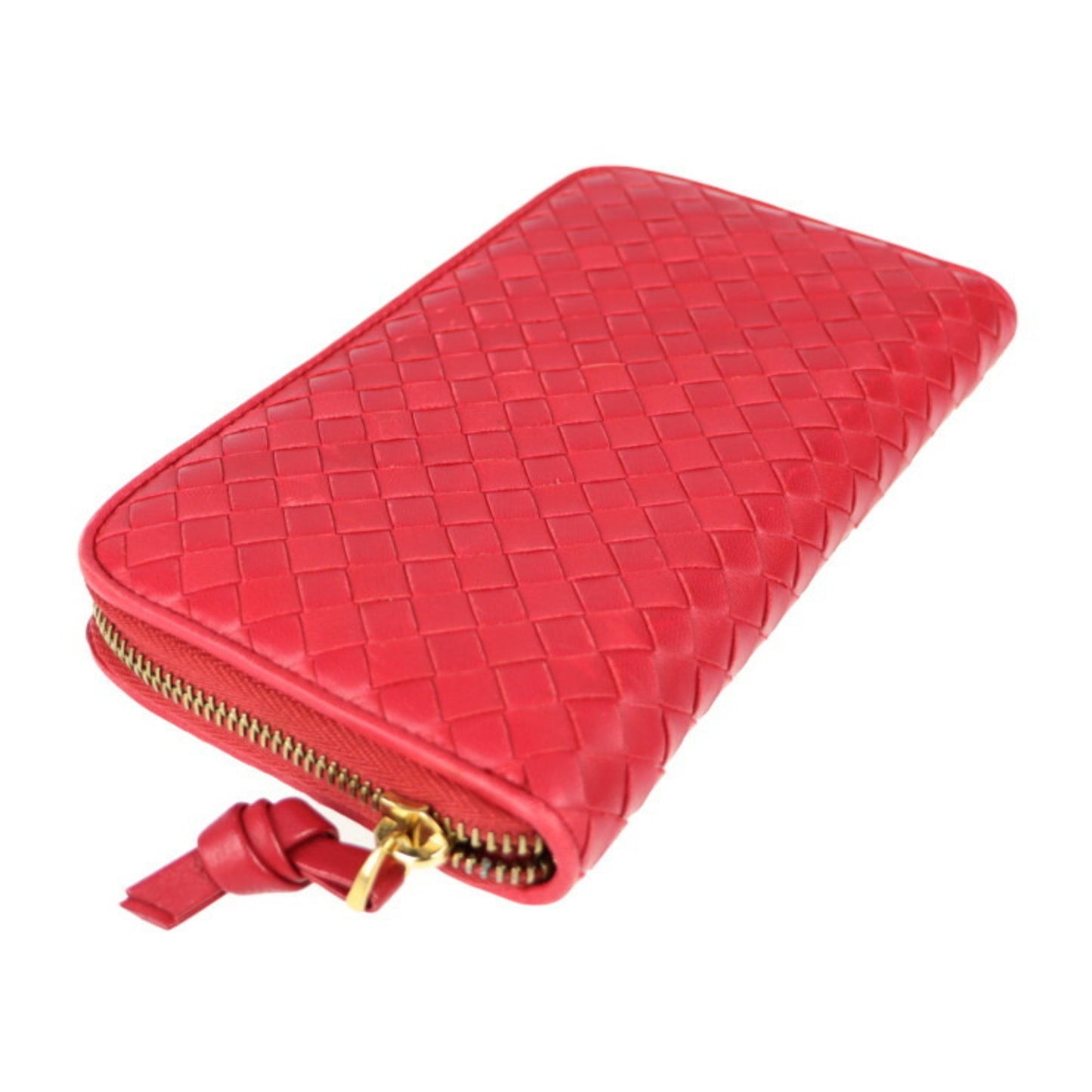 BOTTEGA VENETA Bottega Veneta intrecciato long wallet 114076 leather red series round zipper