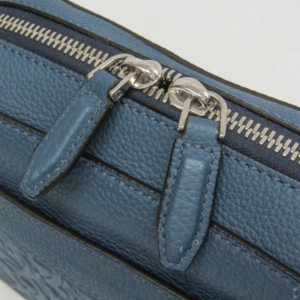 Salvatore Ferragamo Gancini GG-24 1204 Men's Leather Clutch Bag,Shoulder Bag Blue — Like New