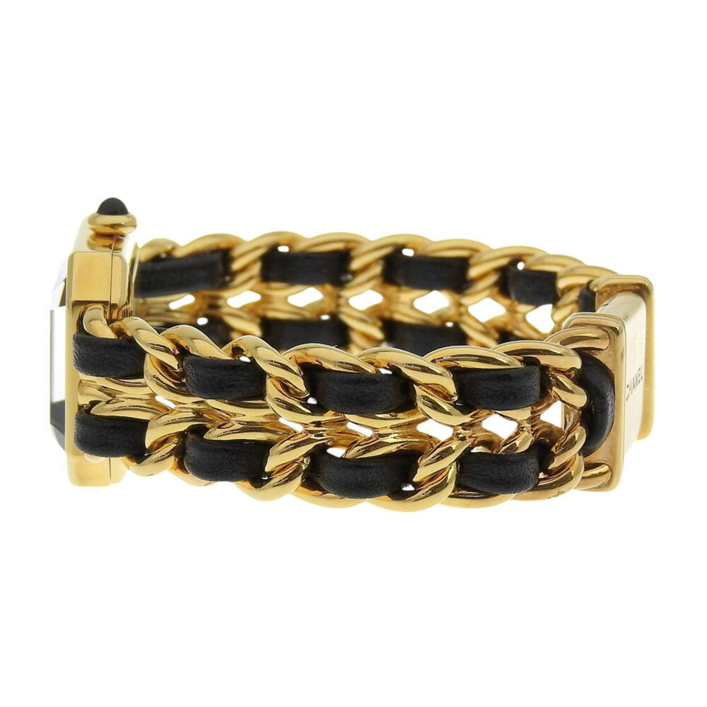 CHANEL Premiere S Watch H0001, Gold-Plated Leather Quartz Movement, Analog Display, Black Dial, Women's — Very Good