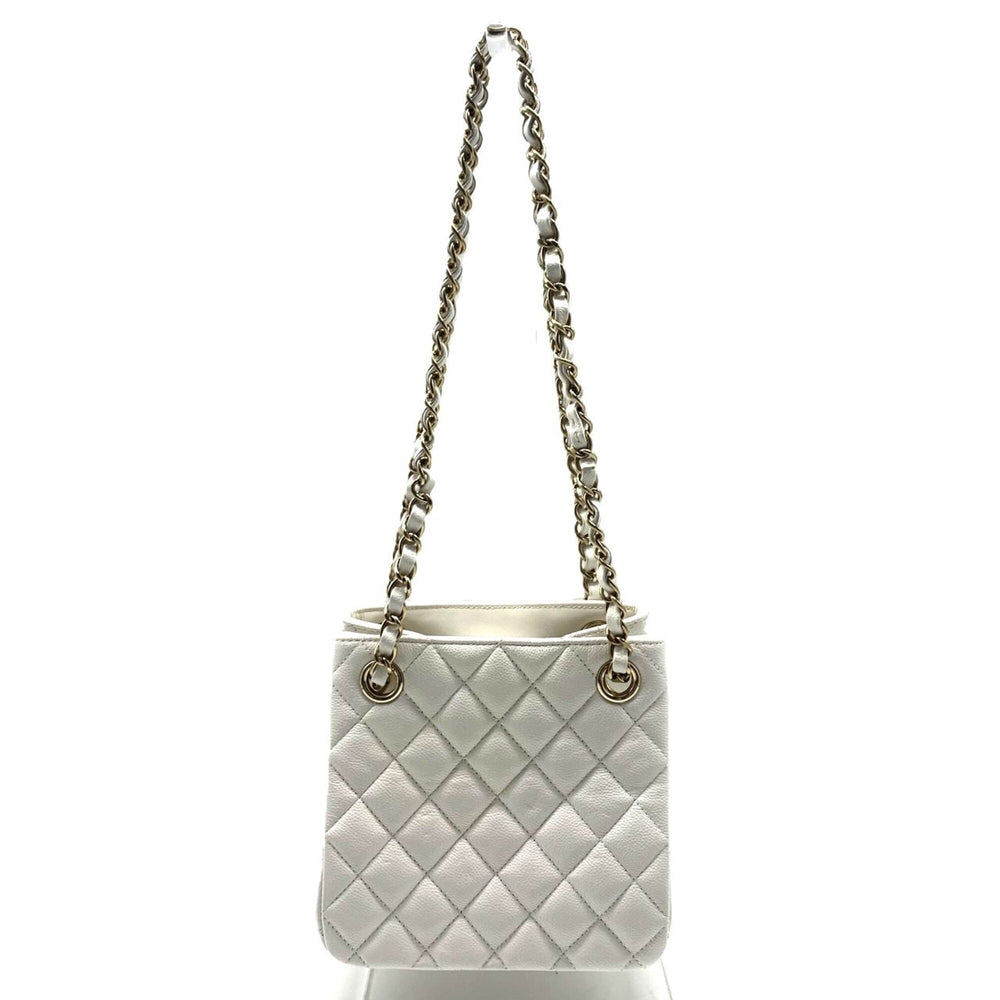 Chanel Matelassé Mini Bucket Chain Shoulder Bag, White, Women's, AS3176 — New - Store Return