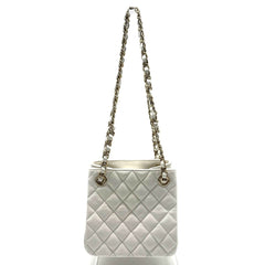 Chanel Matelassé Mini Bucket Chain Shoulder Bag, White, Women's, AS3176 — New - Store Return