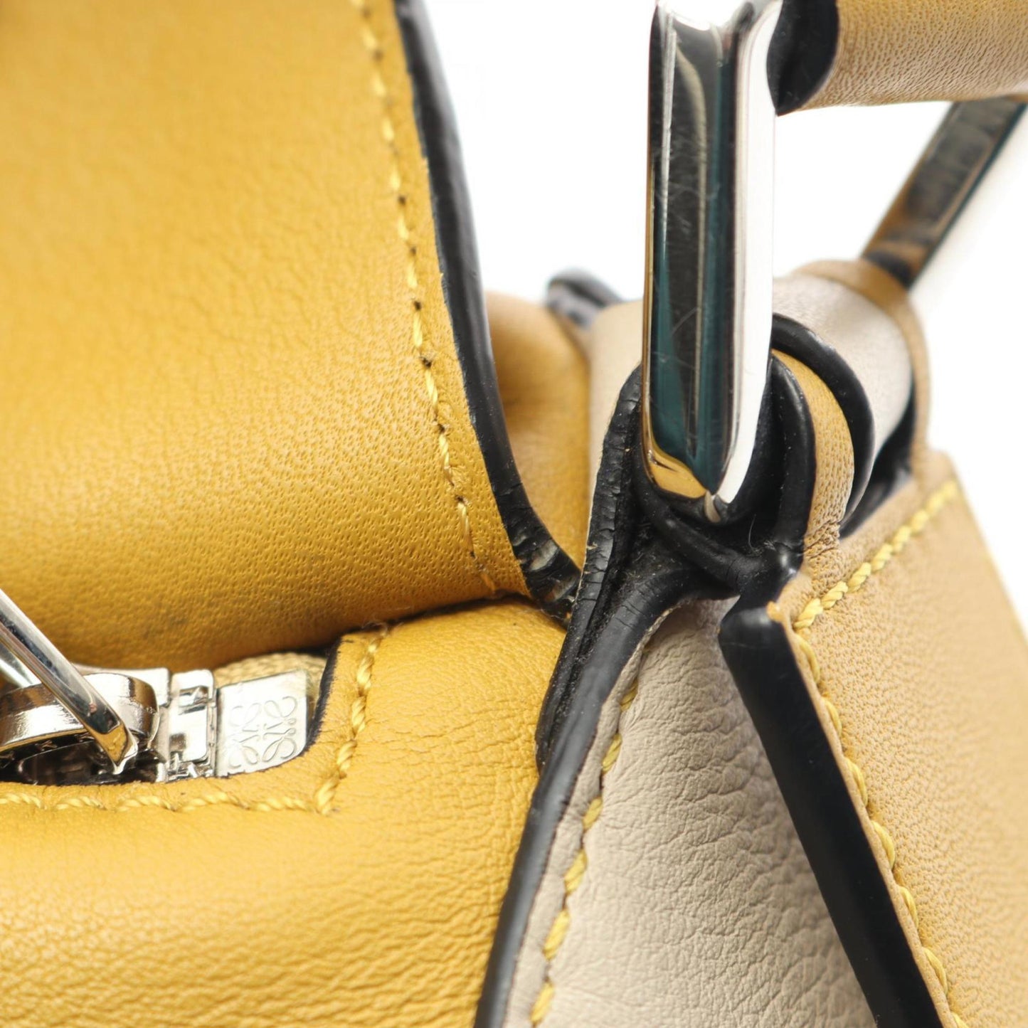 LOEWE Puzzle Bag, small handbag, leather, women's, brown, yellow, beige