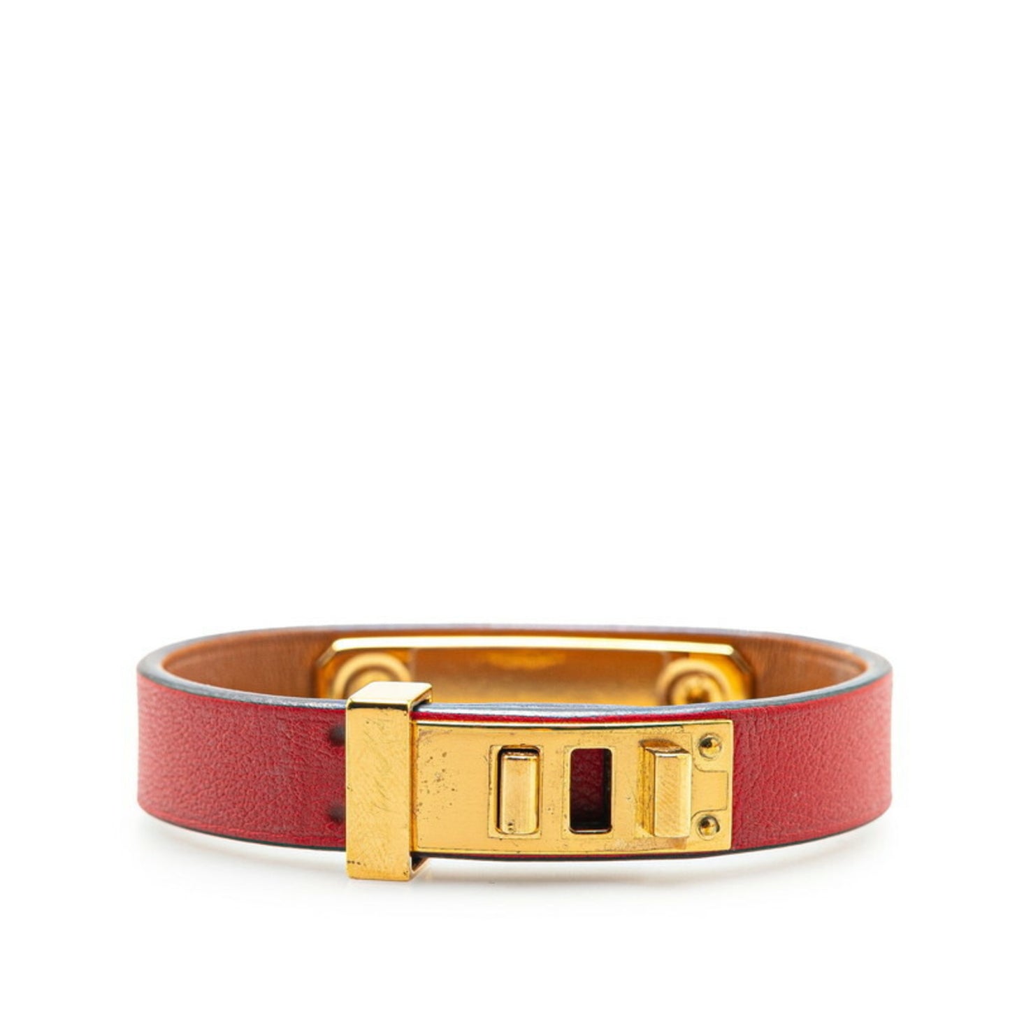 Hermes Asdukur T2 Bracelet Red Swift Plated Women's HERMES