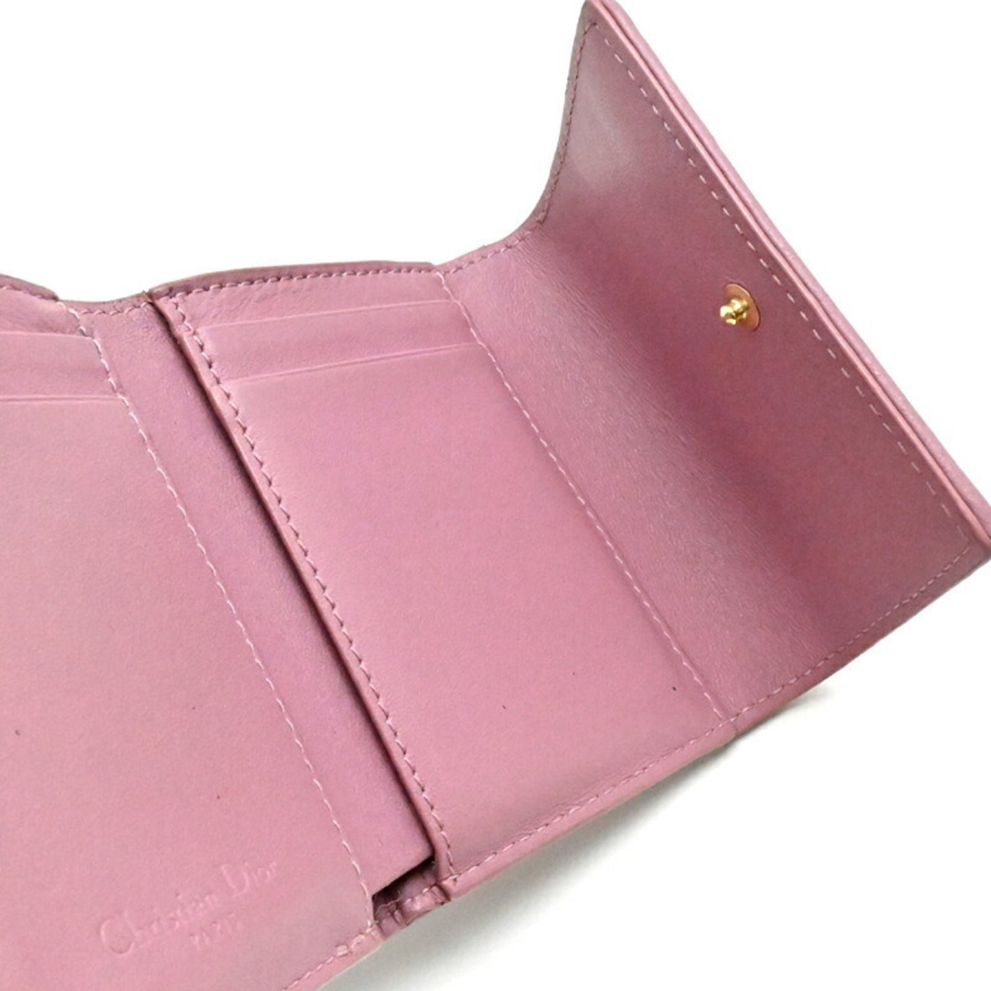 Christian Dior Lotus Wallet Women's Tri-fold S0181 ONMJ Leather Dark Pink