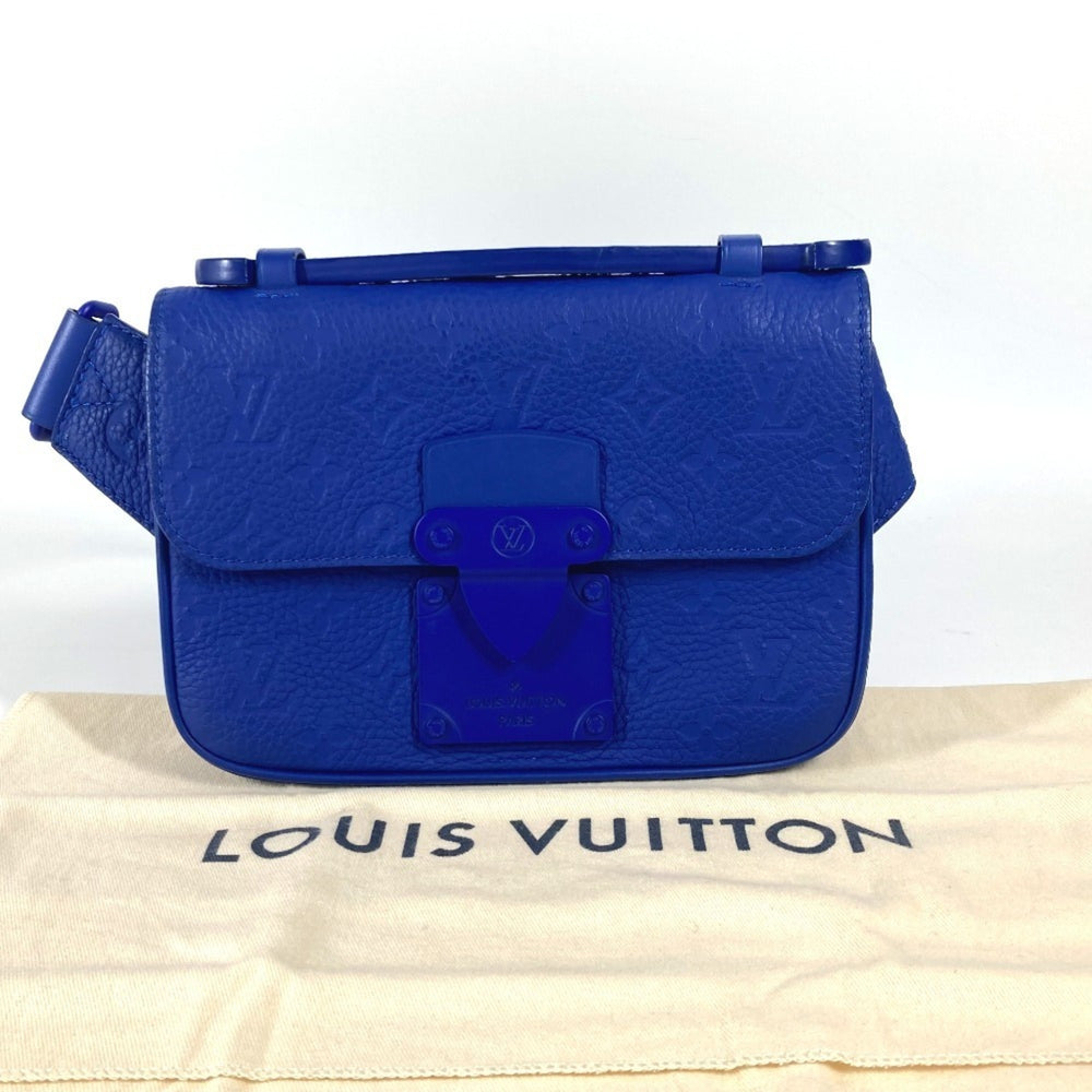 LOUIS VUITTON M58486 Monogram Taurillon S Rock Sling Bag, Belt Cross Shoulder Body Leather, Men's, Women's, Blue — Like New