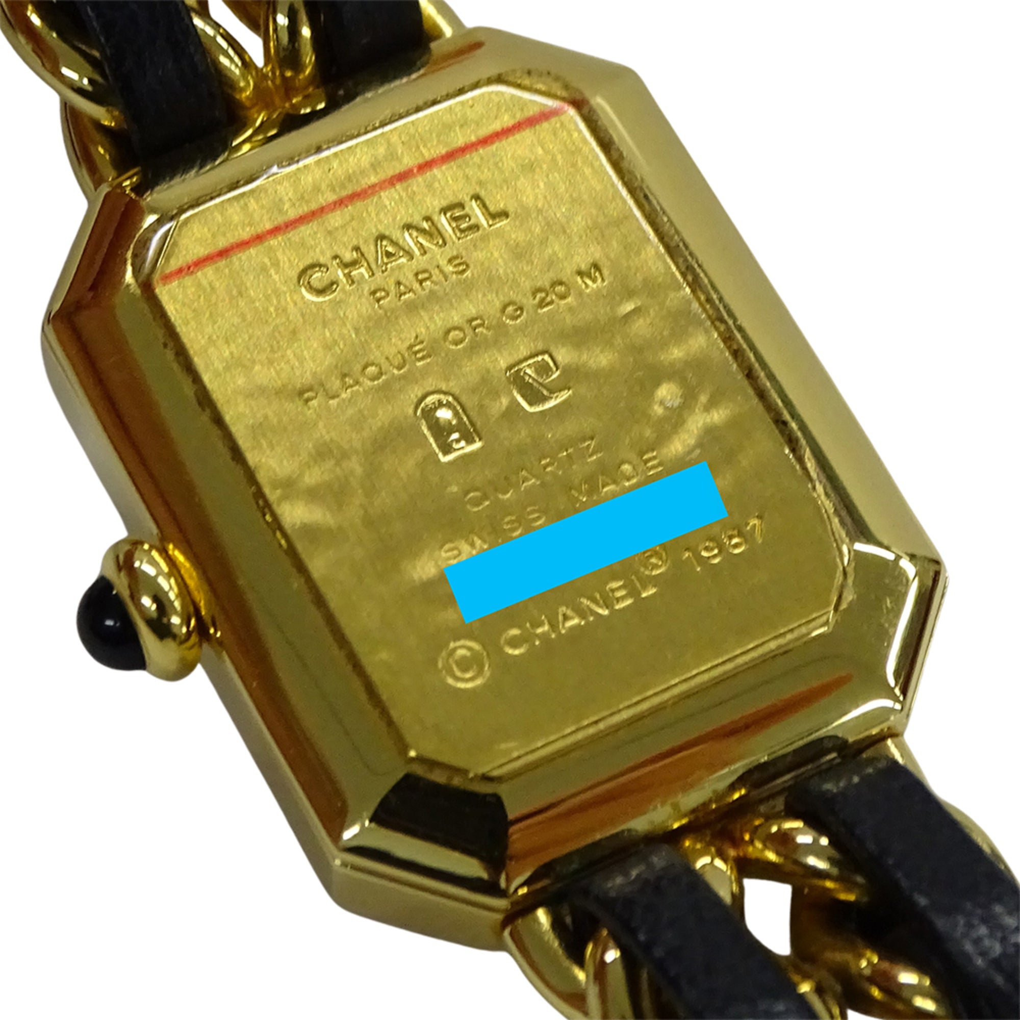 Chanel CHANEL Women's Watch Brand Premiere Quartz QZ GP Leather L Size H0001 Square Gold Black — Good