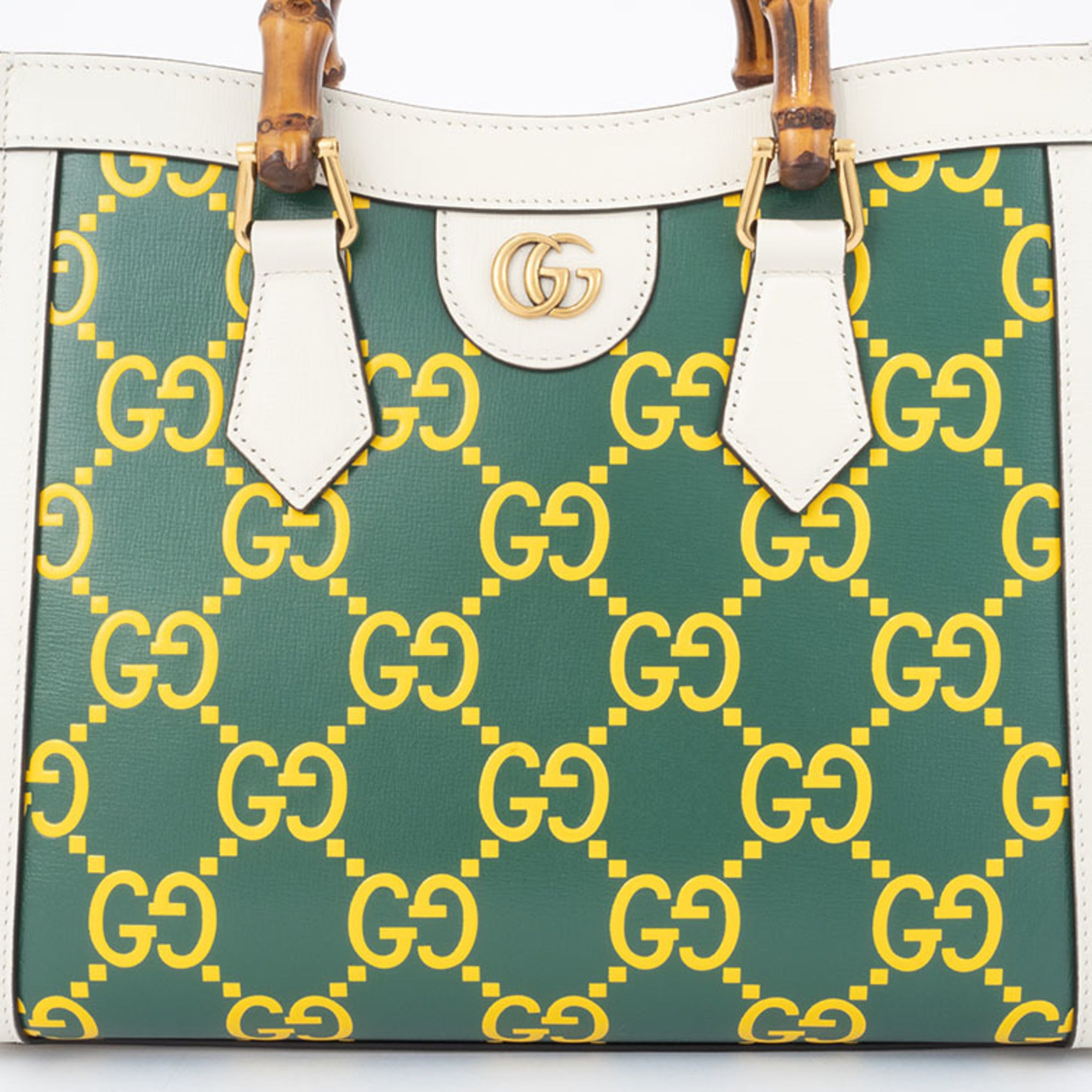Gucci Diana Small Handbag 660195 Leather Green|Yellow Women's Bamboo Tote GUCCI — Like New