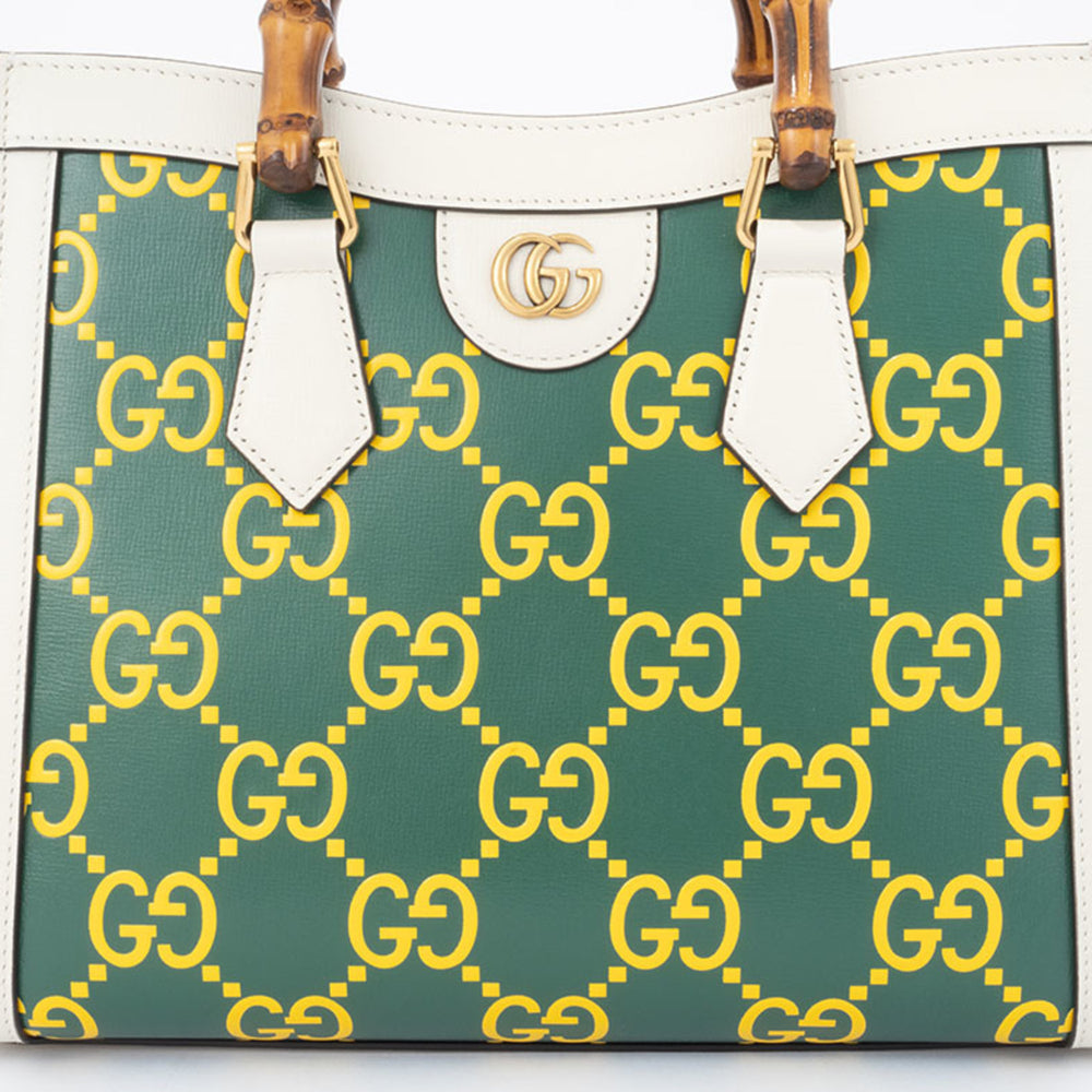 Gucci Diana Small Handbag 660195 Leather Green|Yellow Women's Bamboo Tote GUCCI — Like New