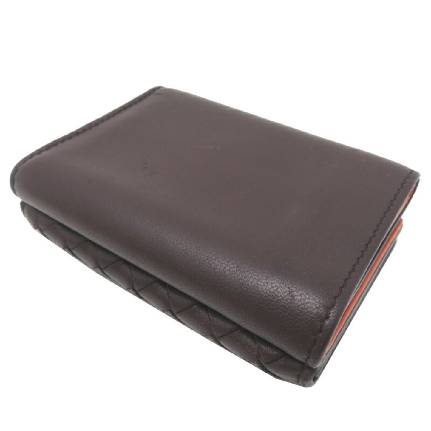 Bottega Veneta Treciato Compact Wallet Men's Tri-fold Leather in Bordeaux (Brown)