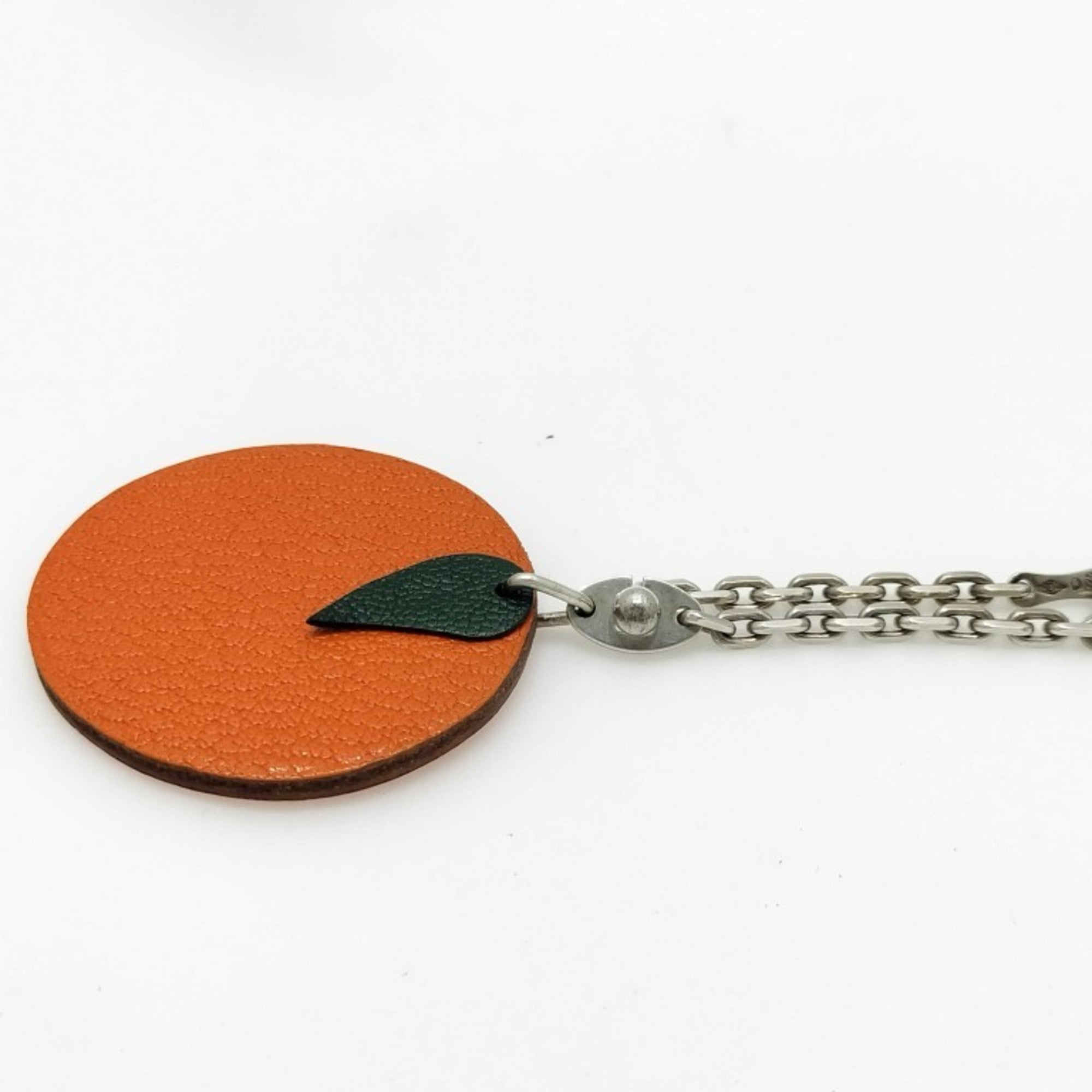 HERMES Hermès bag charm, fruit orange, silver, leather, SV925, for men and women, orange