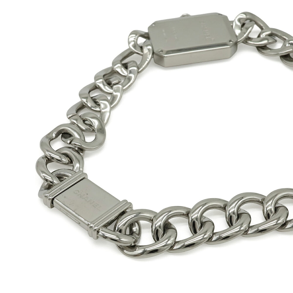 CHANEL Premiere Double Chain Black Dial Stainless Steel Women's Quartz Watch H4199 — Like New