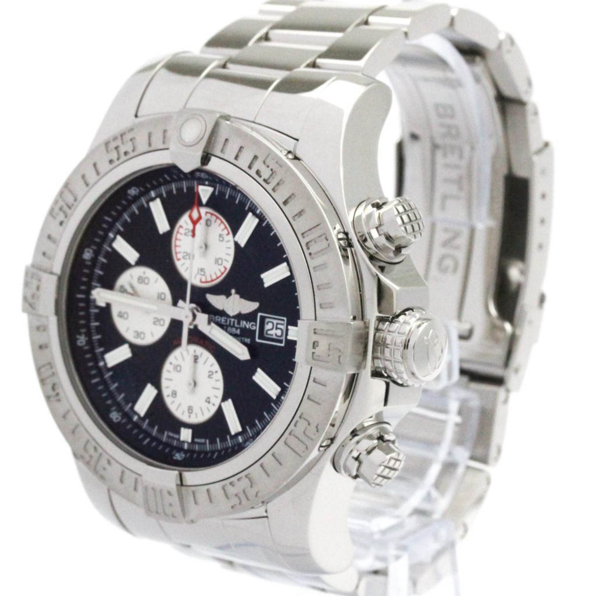 BREITLING Super Avenger ll Chronograph Steel Mens Watch A13371 Polished — Very Good
