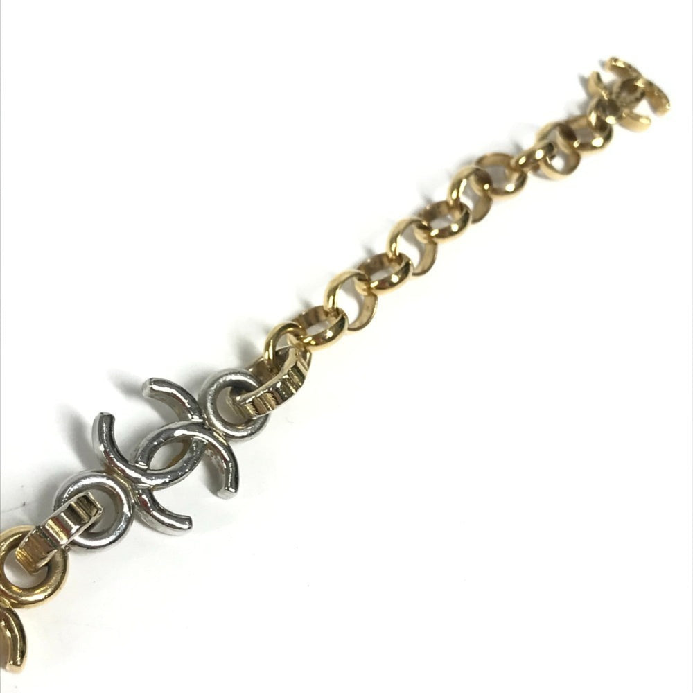 CHANEL B26P CC Coco Mark Chain Bracelet, Bicolor Accessory, Metal Women's, Gold — Like New
