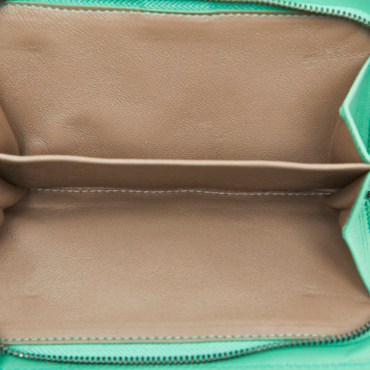 Bottega Veneta Intrecciato Round Zip Long Wallet Green Leather Women's BOTTEGAVENETA