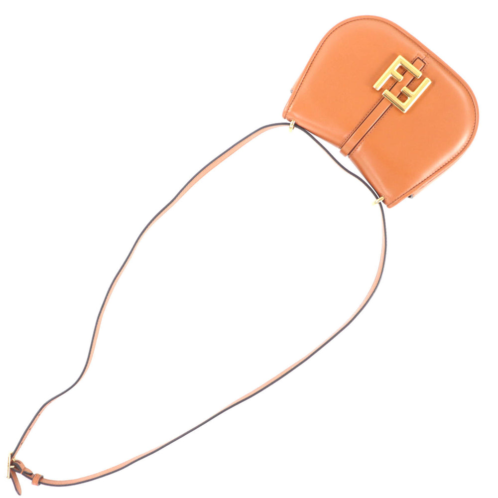 FENDI 8BS082 Camon Small Leather Satchel Shoulder Bag with FF Logo Hardware, Brown Gold Comes Dust Bag, Made in Italy, Women's — Like New