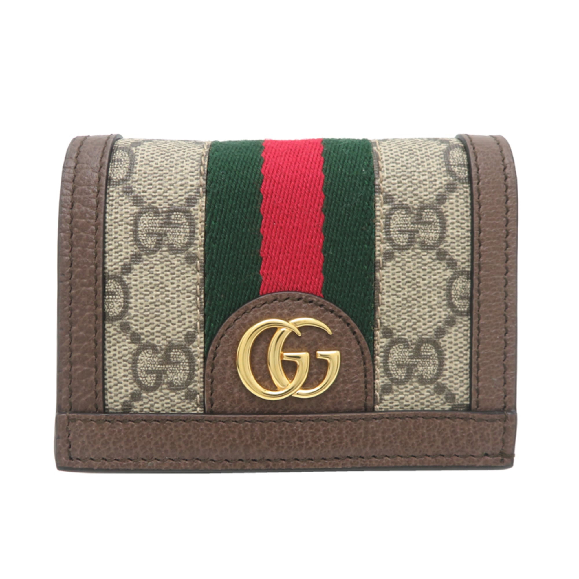 Gucci Ophidia Compact Wallet Women's Bifold 523155 GG Supreme Beige
