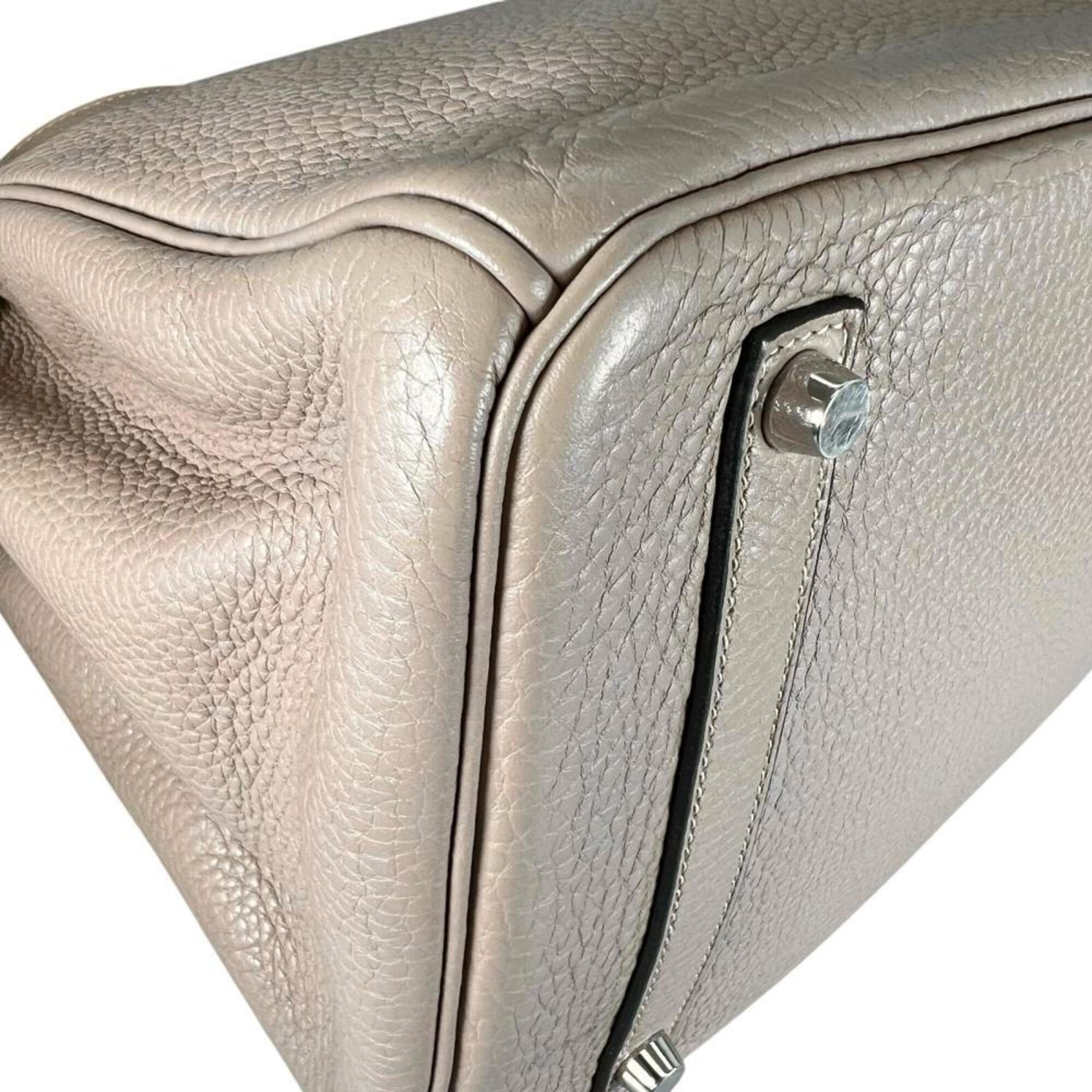 Hermes Birkin 35 handbag for women, with shield hardware, HERMES □P stamp, Taurillon leather, beige, 2012 model — Like New