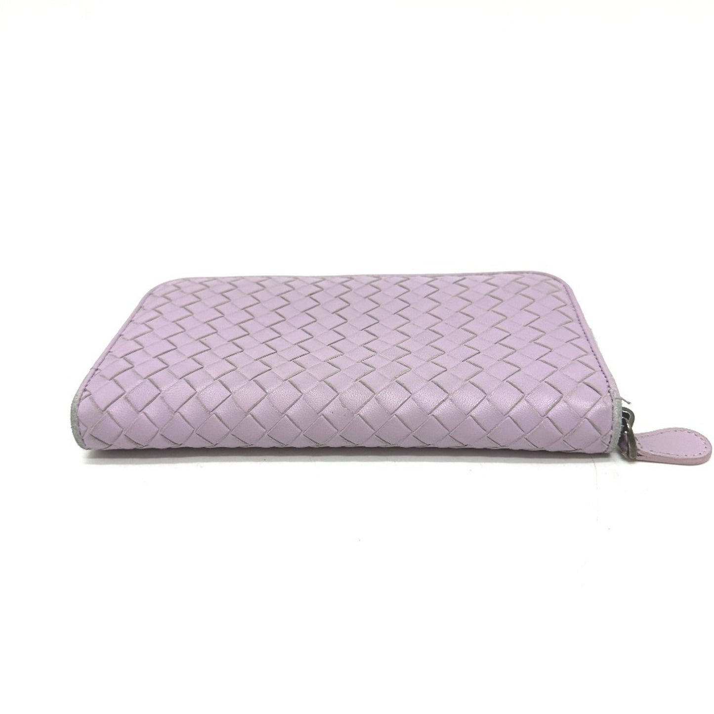 BOTTEGA VENETA 114076 Intrecciato Wallet, Round Zipper Leather, Women's, Purple