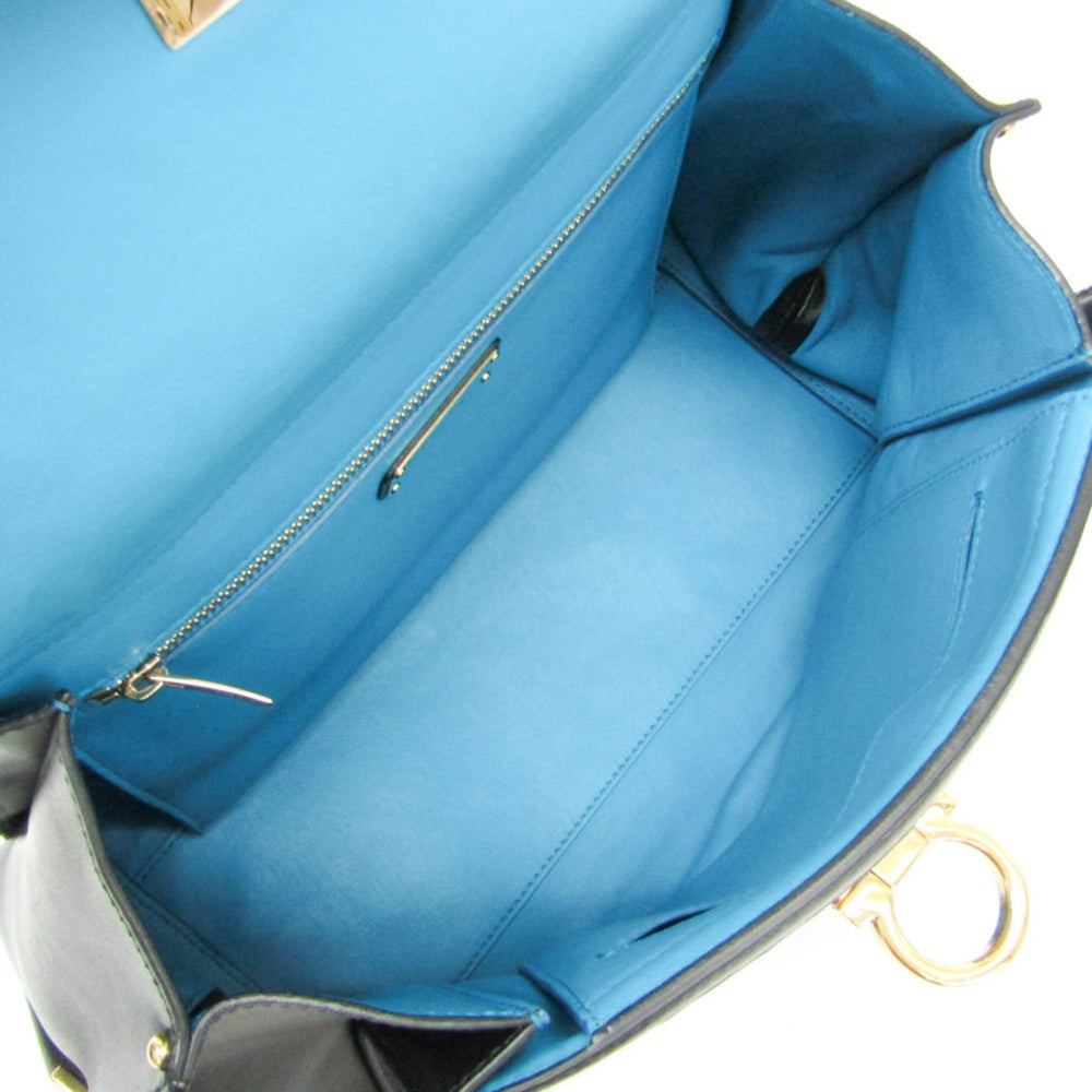 Salvatore Ferragamo Gancini Sophia DH-21 G175 Women's Leather Handbag,Shoulder Bag Black,Blue,White — Like New