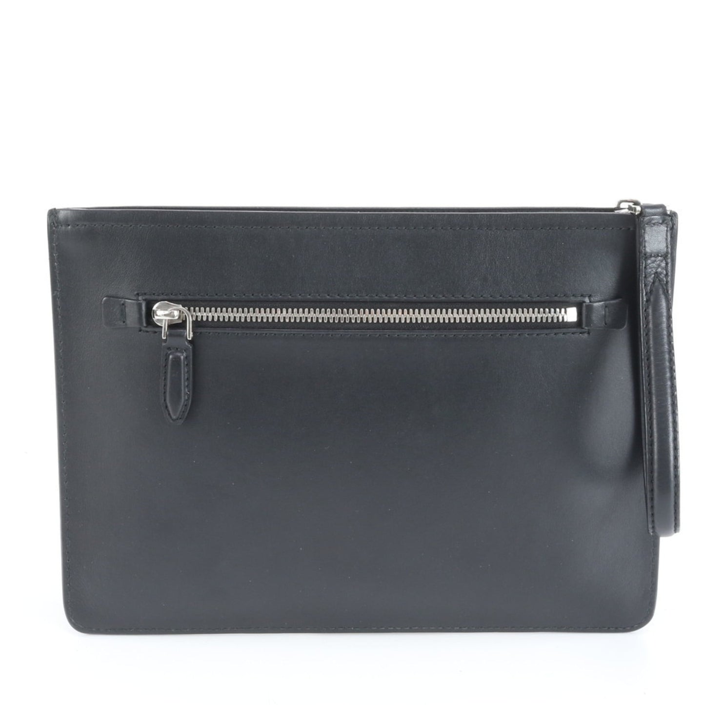 Salvatore Ferragamo Double Gancini Leather Clutch Bag Pouch Black Men's