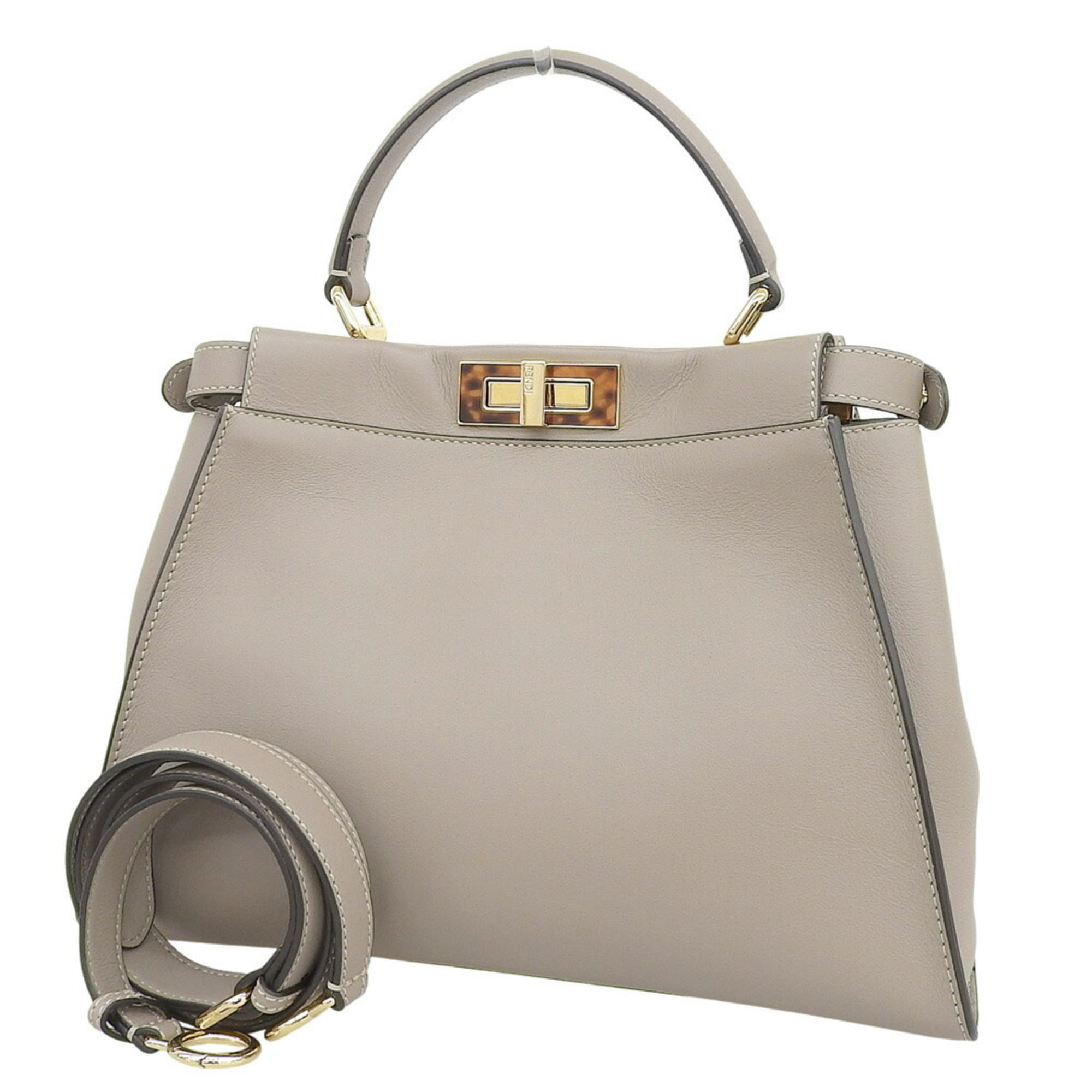 Fendi Peekaboo Medium 8BN290 3ZL F0E65 Bag, Beige Leather