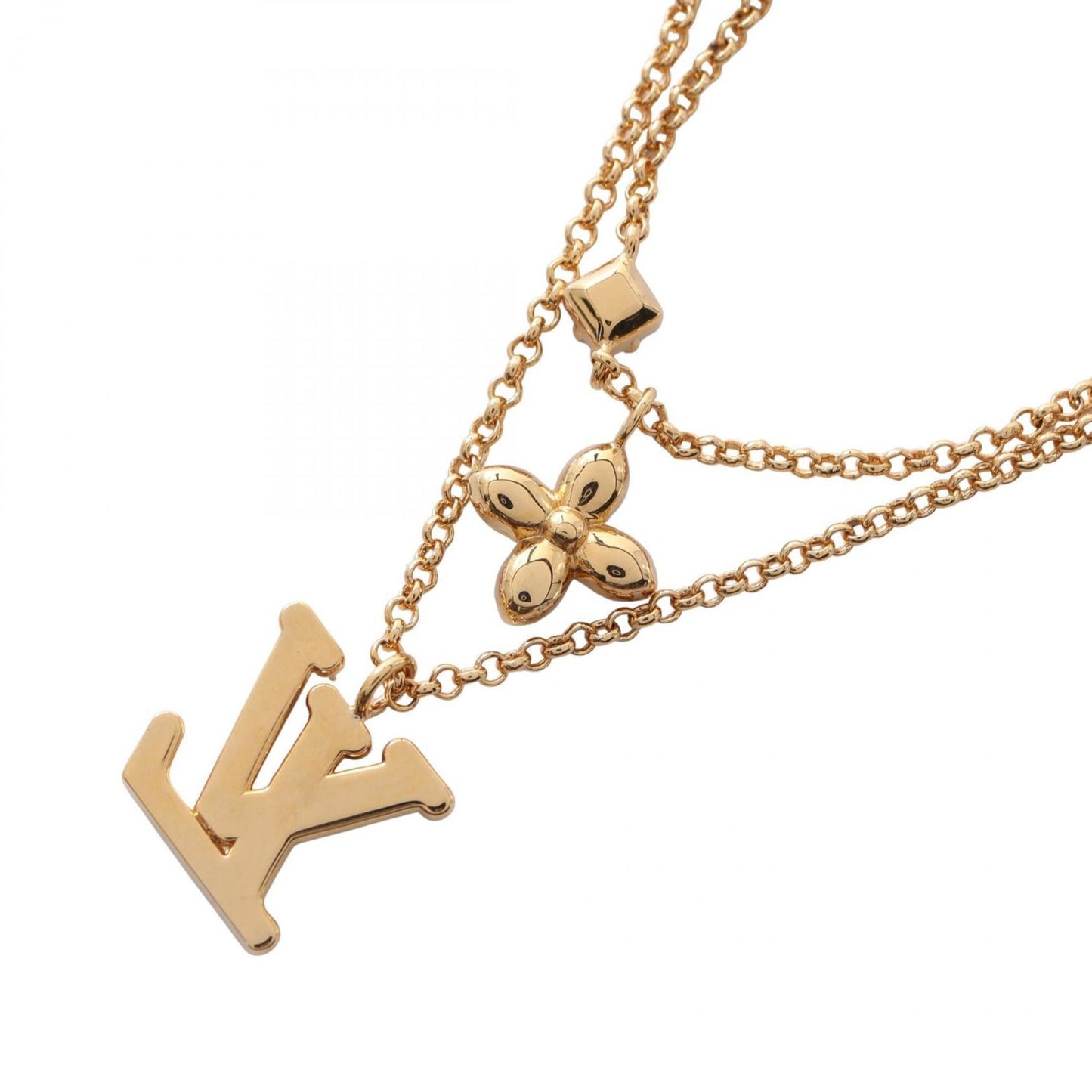 Louis Vuitton Ladies' LV Necklace, Gold-Plated with Rhinestones, Available in Gold and Clear.