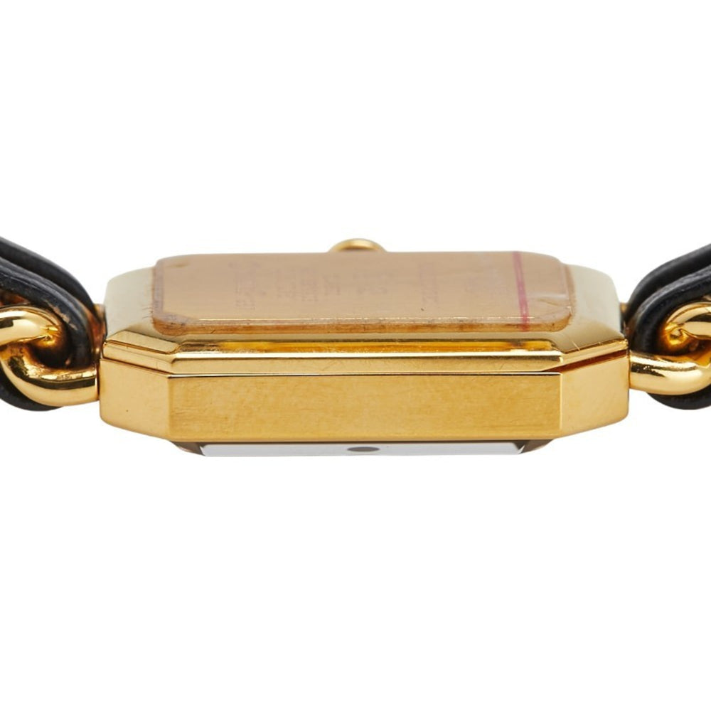 CHANEL Premiere M Quartz Watch with Black Dial and Plated Leather Strap for Women — Good