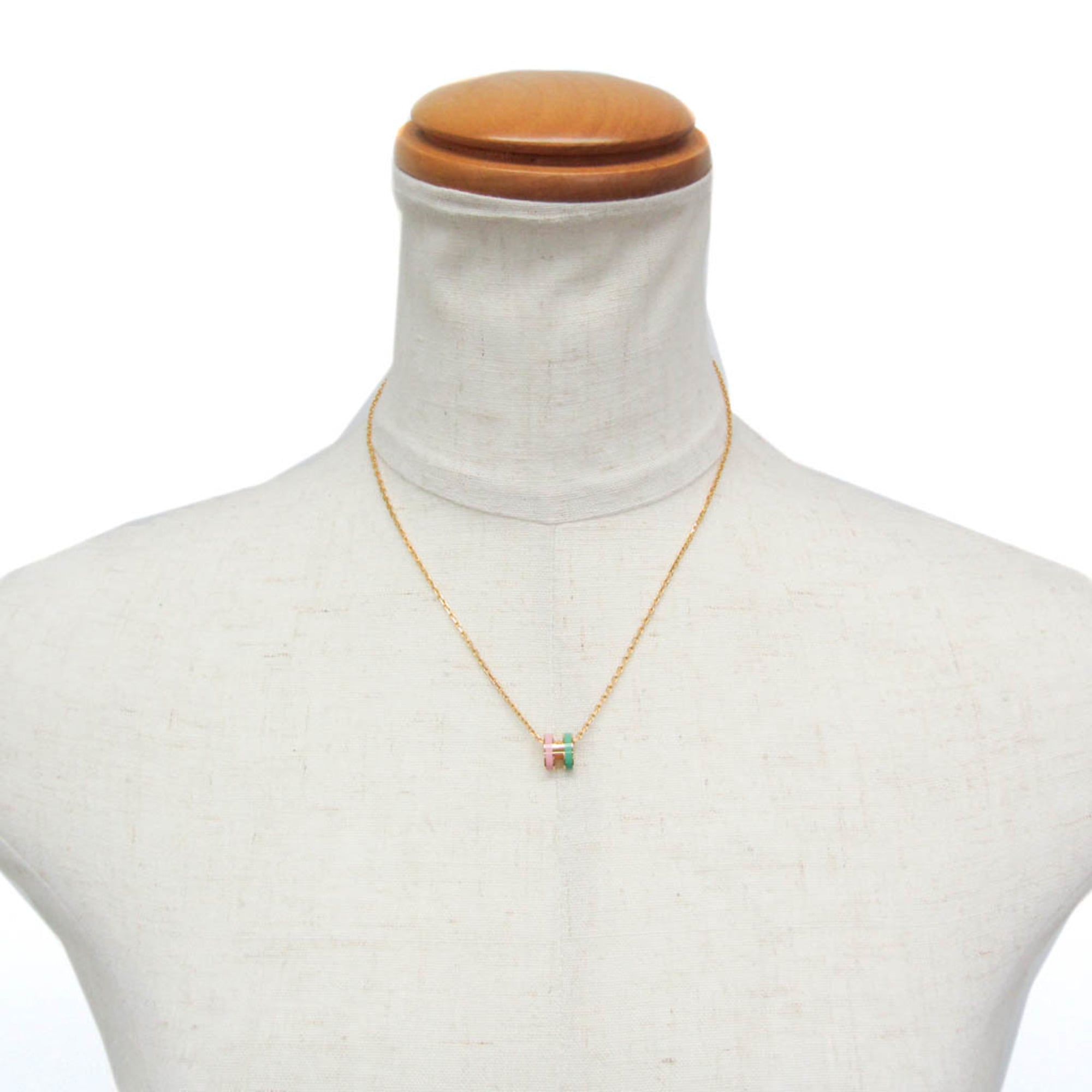 Hermes Pop H Mini Metal Men,Women Fashion Pendant Necklace (Green,Pink) — Like New