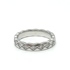 CHANEL J11871 Coco Crush Full Diamond Ring, 18K White Gold, Women's, Silver, Like New — Like New