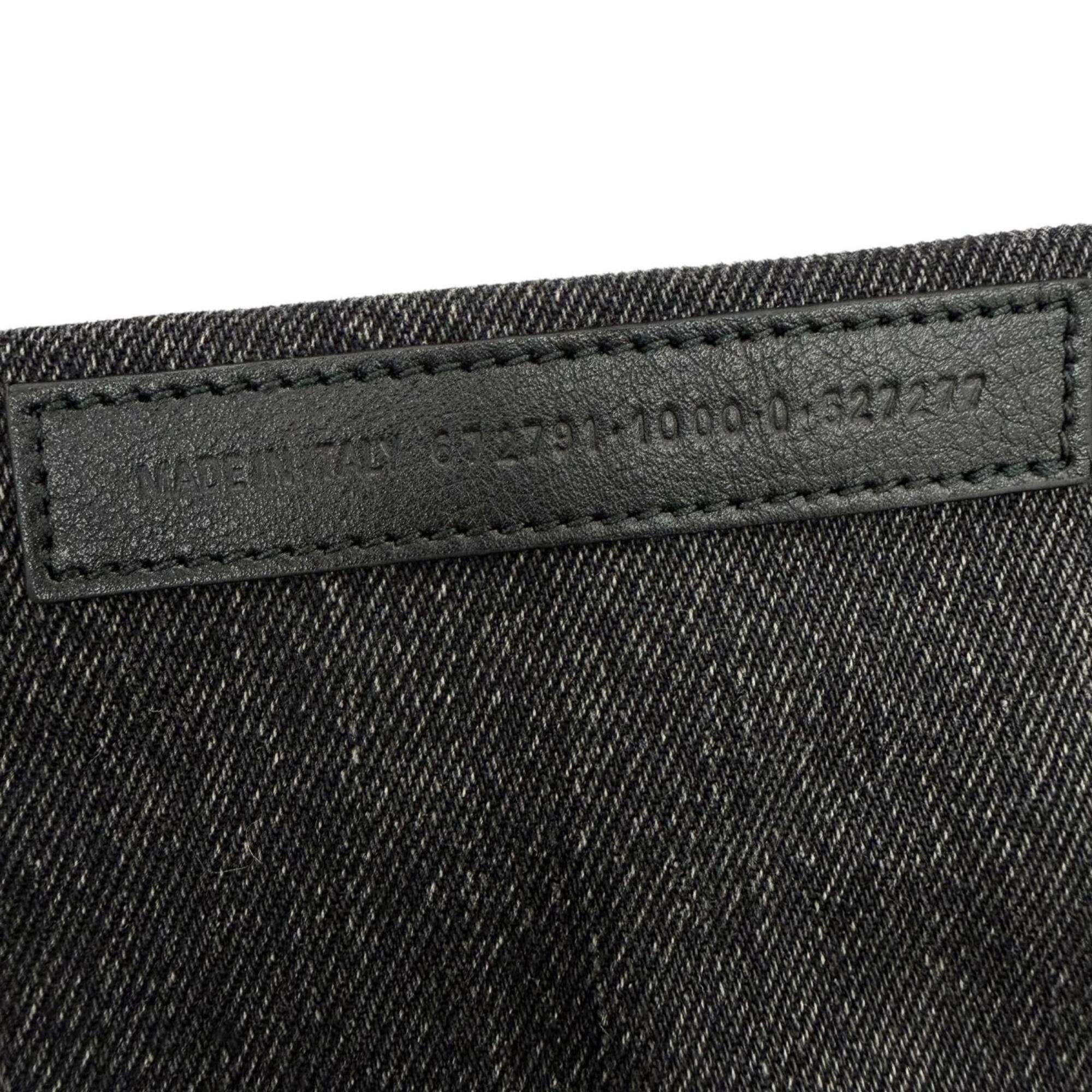 BALENCIAGA 672791 Everyday North-South Small Denim Leather 2-Way Shoulder Bag/Handbag, Black, Women's, with Dust Bag — Like New