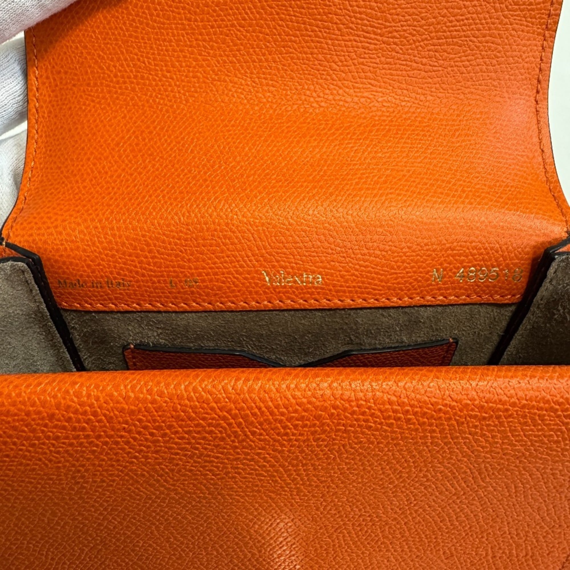 Valextra Spritzer Small Crossbody Chain Shoulder Bag, Orange, Women's