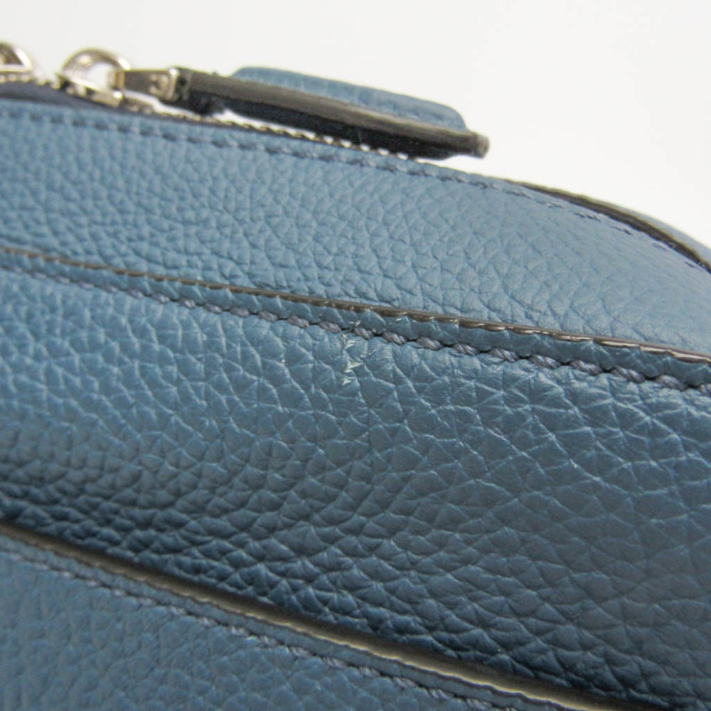 Salvatore Ferragamo Gancini GG-24 1204 Men's Leather Clutch Bag,Shoulder Bag Blue — Like New