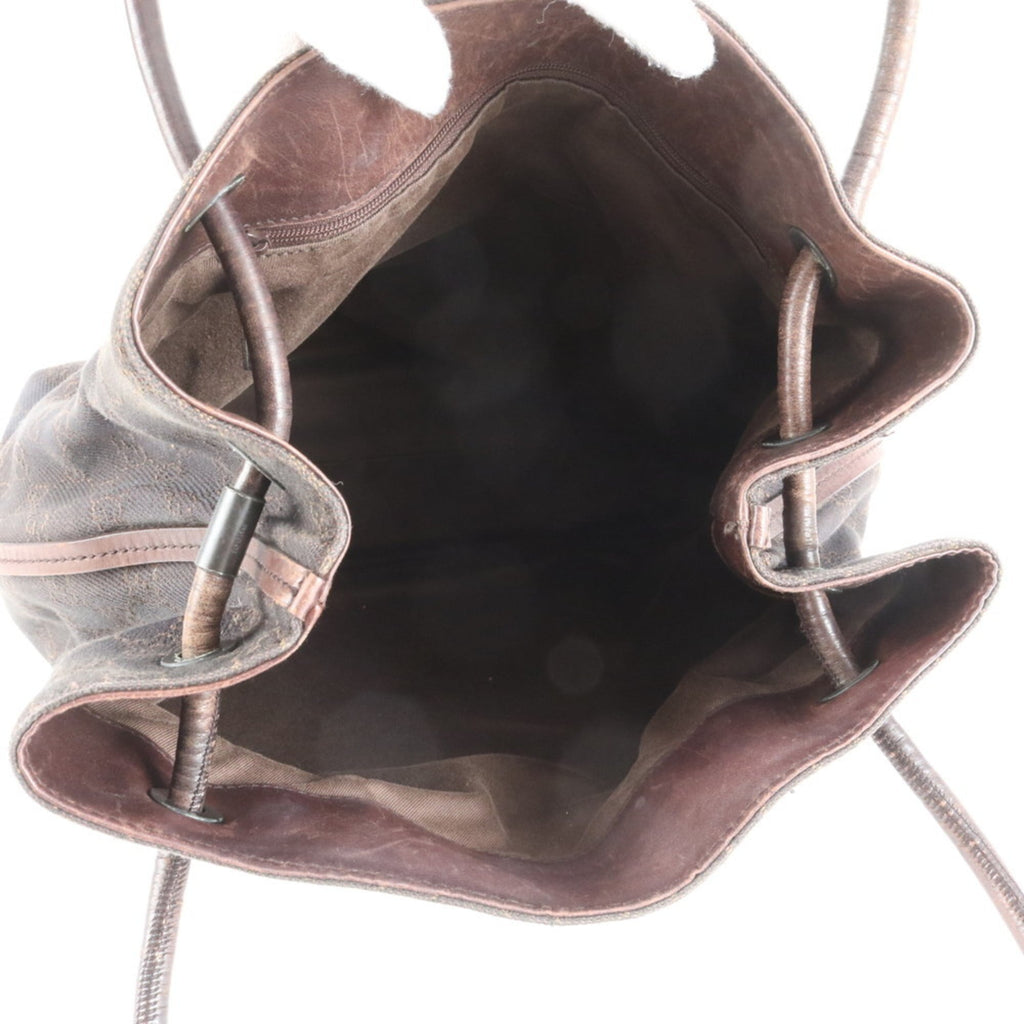 Gucci GG Canvas 101341 Leather Tote Bag Shoulder Handbag Brown Women's