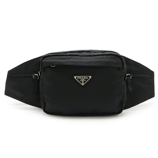 PRADA Triangle Waist Pouch Bag, Body Nylon, Black, 2VL001