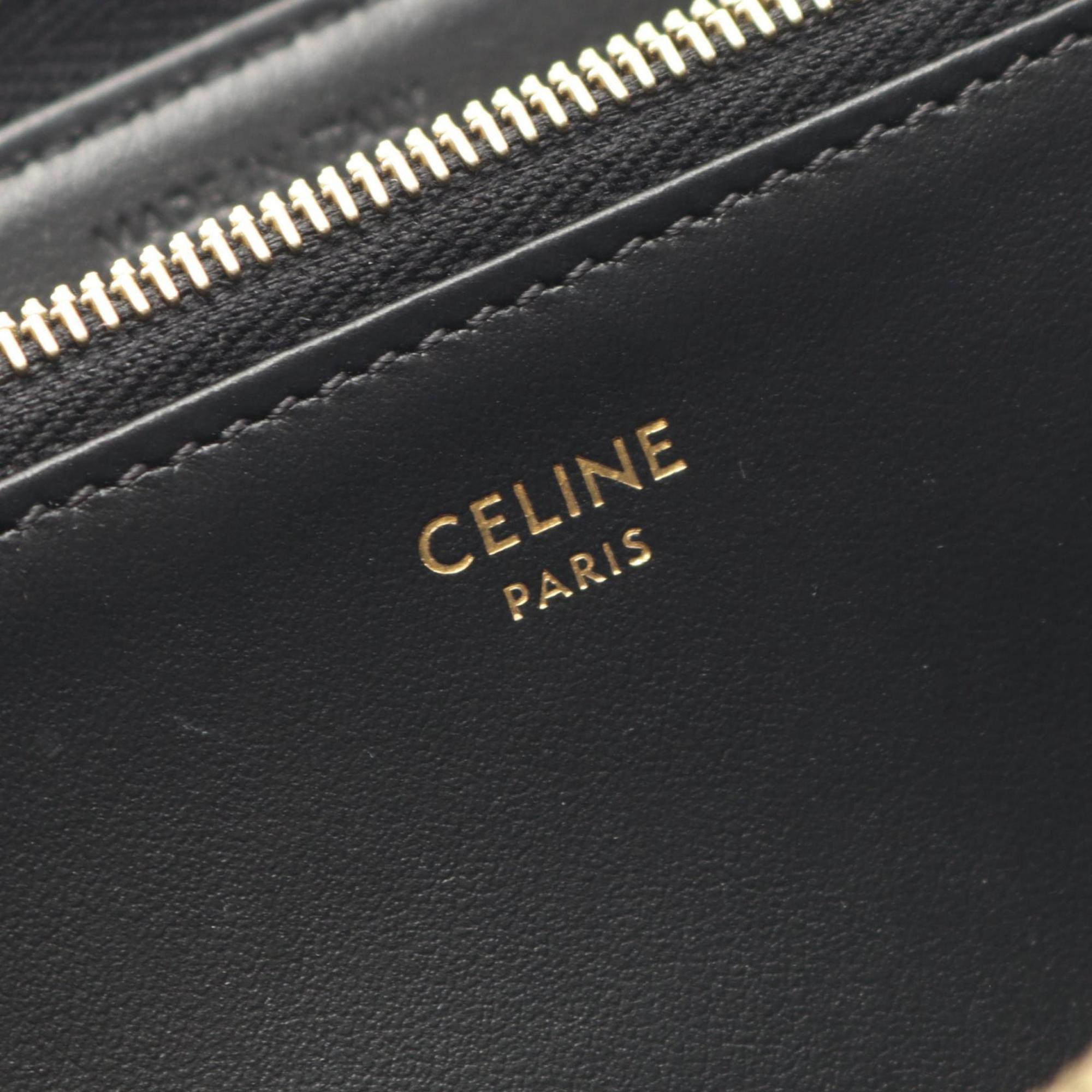 Celine Triomphe Large Zip Wallet, Round Long Men's/Women's, Black, 10B55 2BQ3 38NO