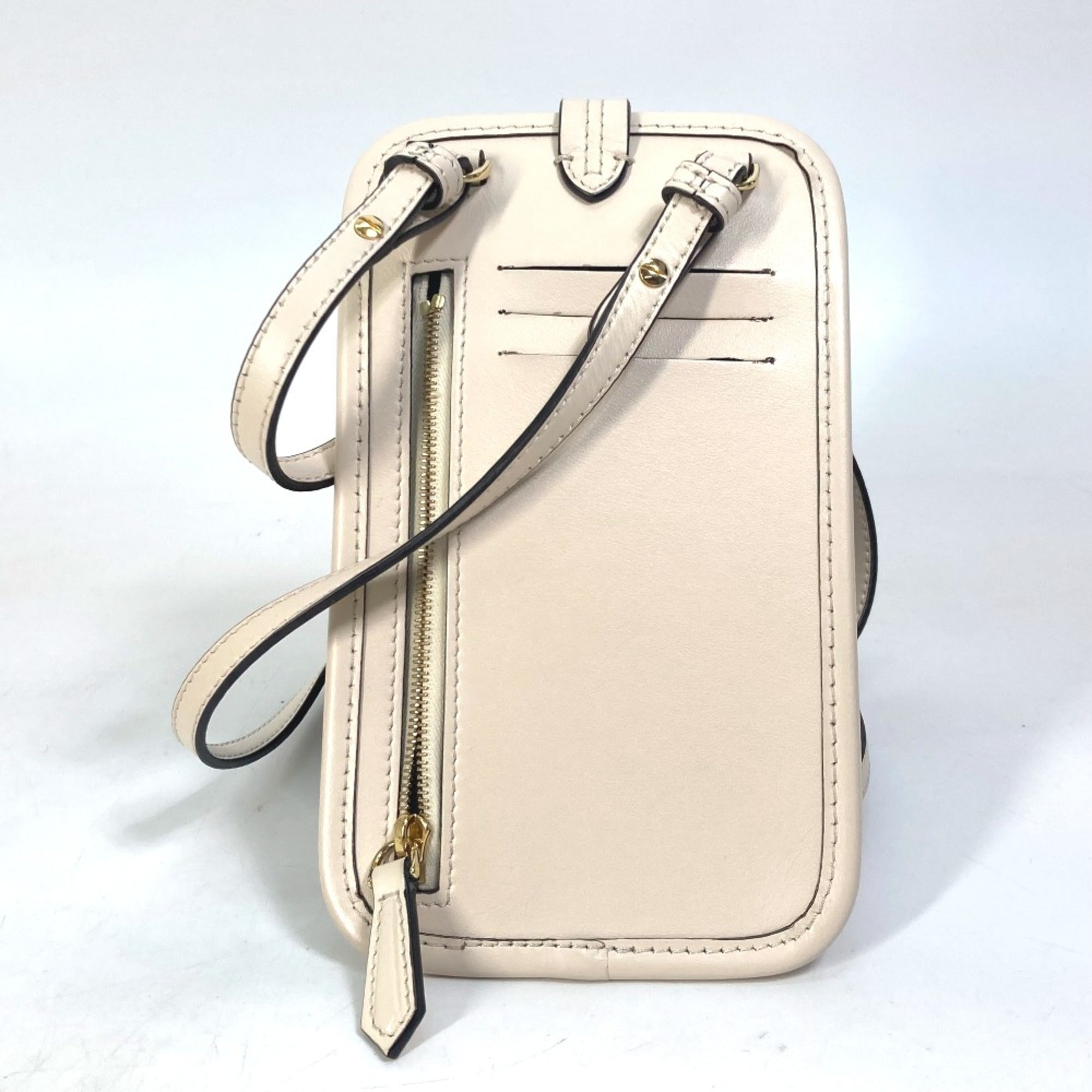 Fendi 7AS131 Smartphone case Orlock Shoulder Bag Crossbody Pouch Beige — Like New