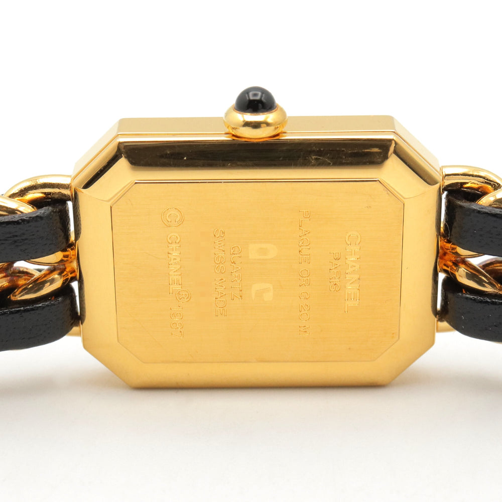 Chanel CHANEL Première S Watch, Gold Plated (GP), Leather Strap, Women's, Black, H0001 — Very Good