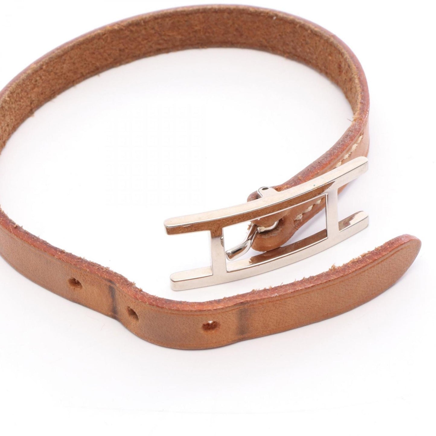 Hermes Hermès API 1 bracelet, stainless steel and leather, available in silver brown.