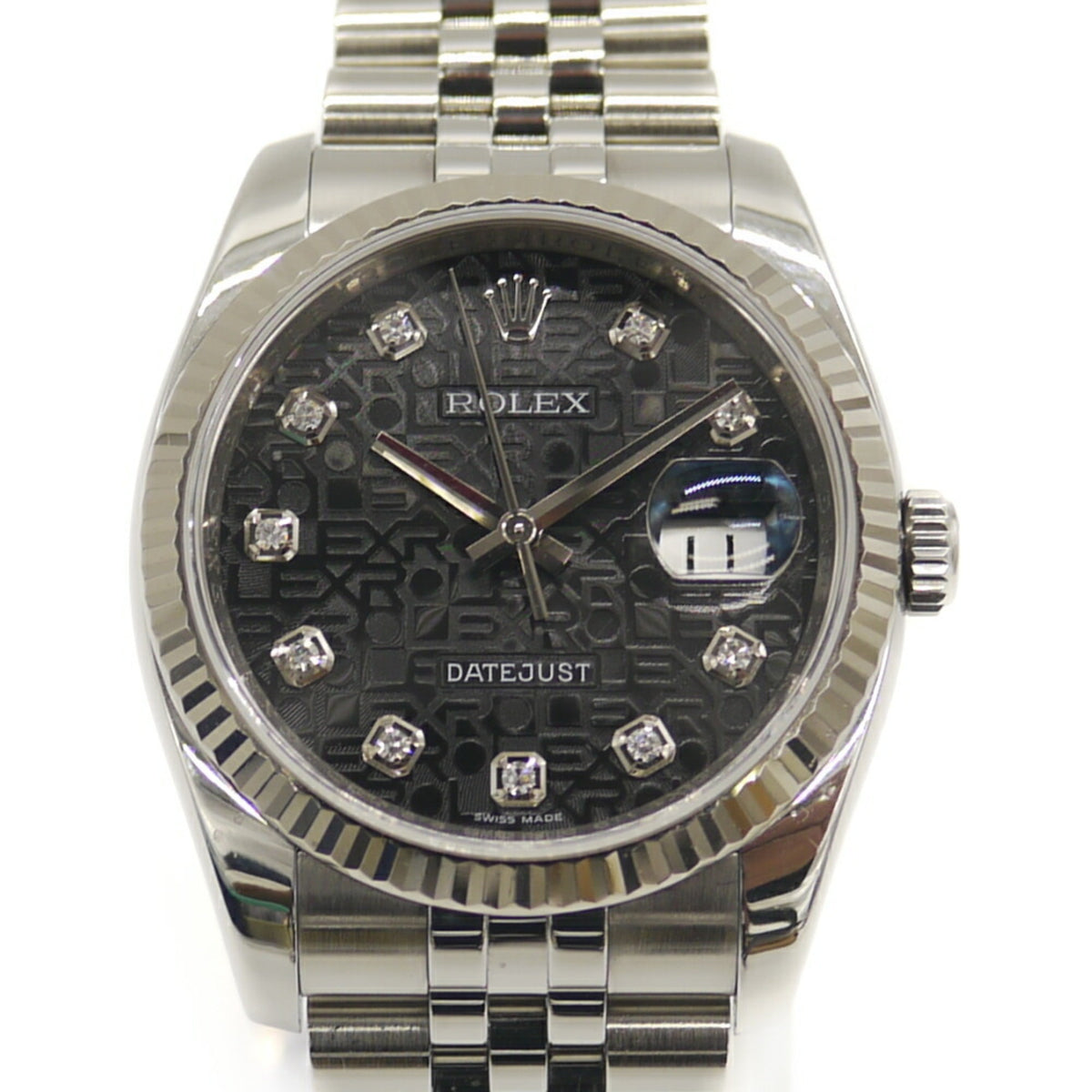 ROLEX Rolex Datejust 10P Diamond 116234G SS/WG Automatic Jubilee Bracelet Computer Dial — Good