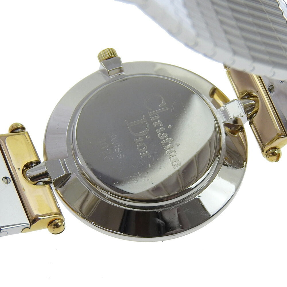 Christian Dior Watch 3026 Stainless Steel x Gold Plated Quartz Analog Display Black Dial Women's — Good