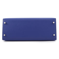 Hermes Kelly 28 Handbag, Sellier Stitching, Blue Electric Matte Epsom Leather, B Stamp, 2-way Shoulder Bag. Kelly, Women's Handbag — Like New