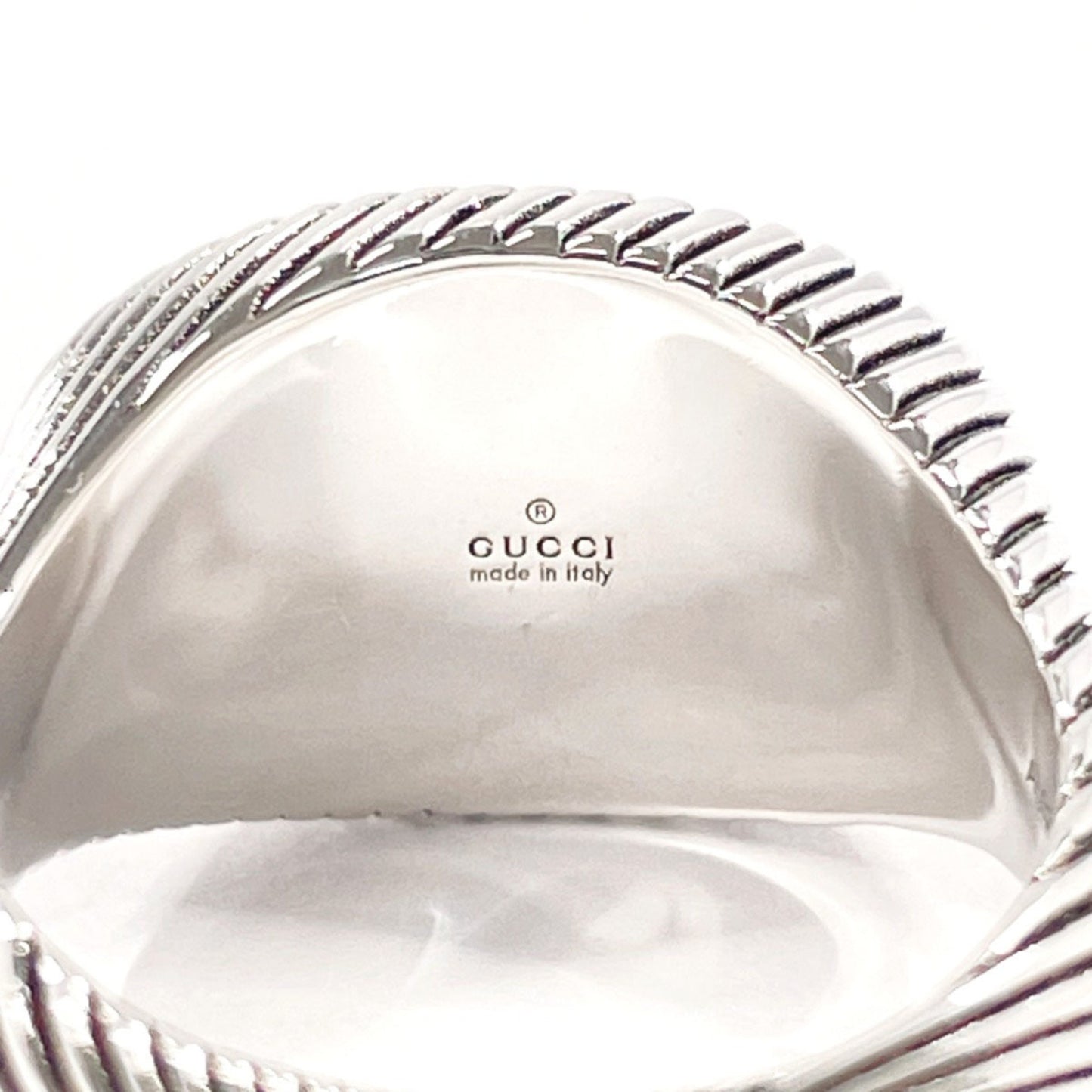 GUCCI Double G Twist Ring, 925 Sterling Silver, Size 14, Unisex