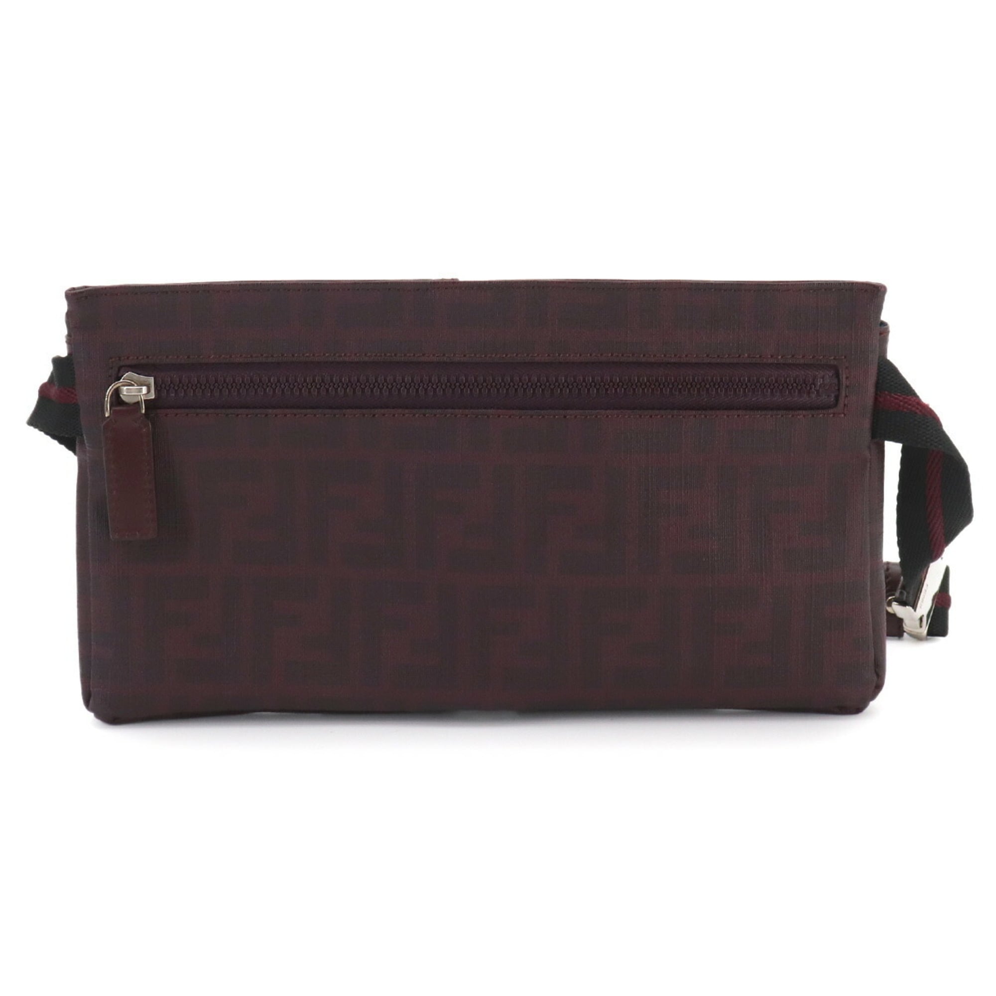 Fendi Zucca Bag, Waist Body Handbag, Leather, Bordeaux, 7VA280, Silver Hardware, Belt Bag — Like New