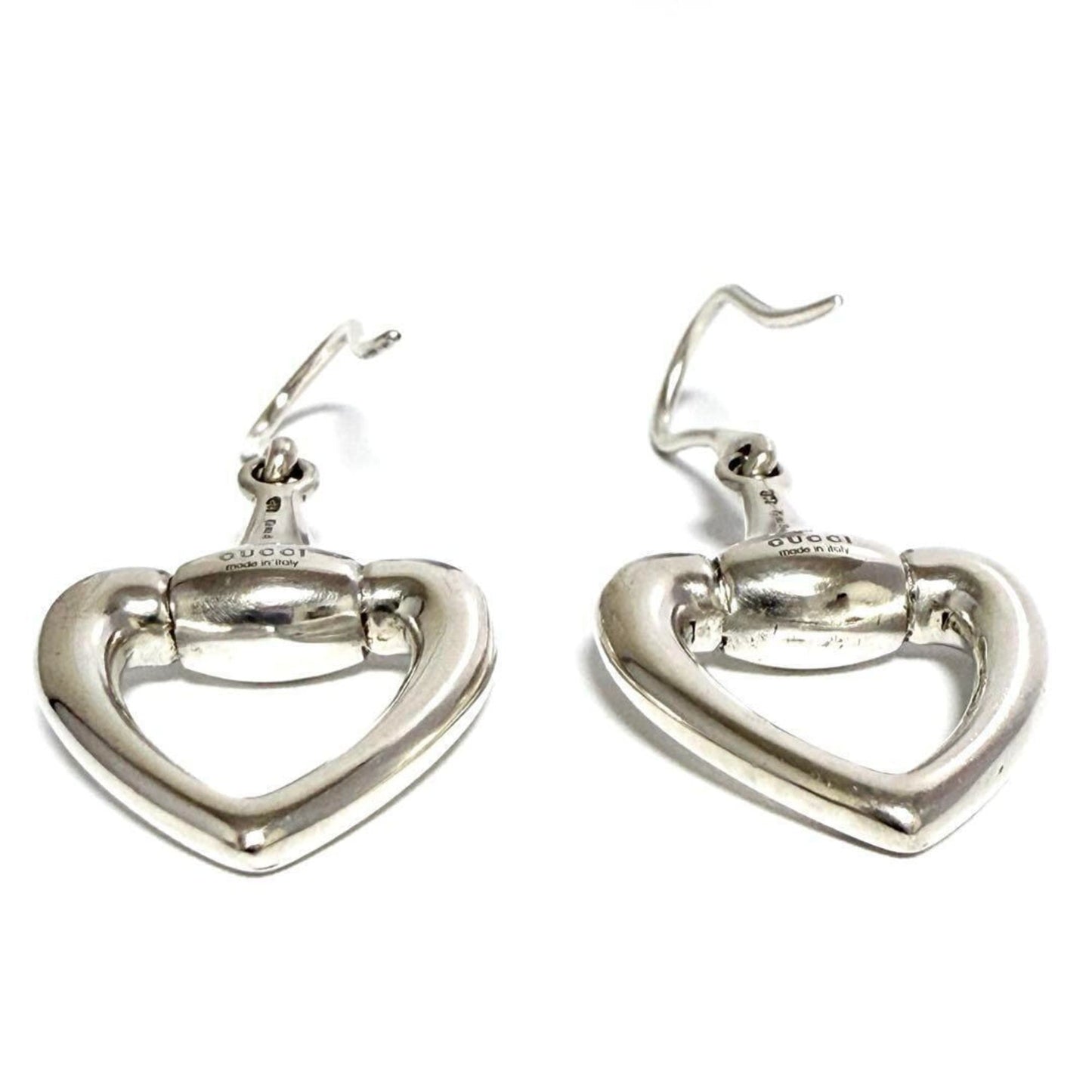 Gucci Women's Horsebit Heart Earrings Hook Silver