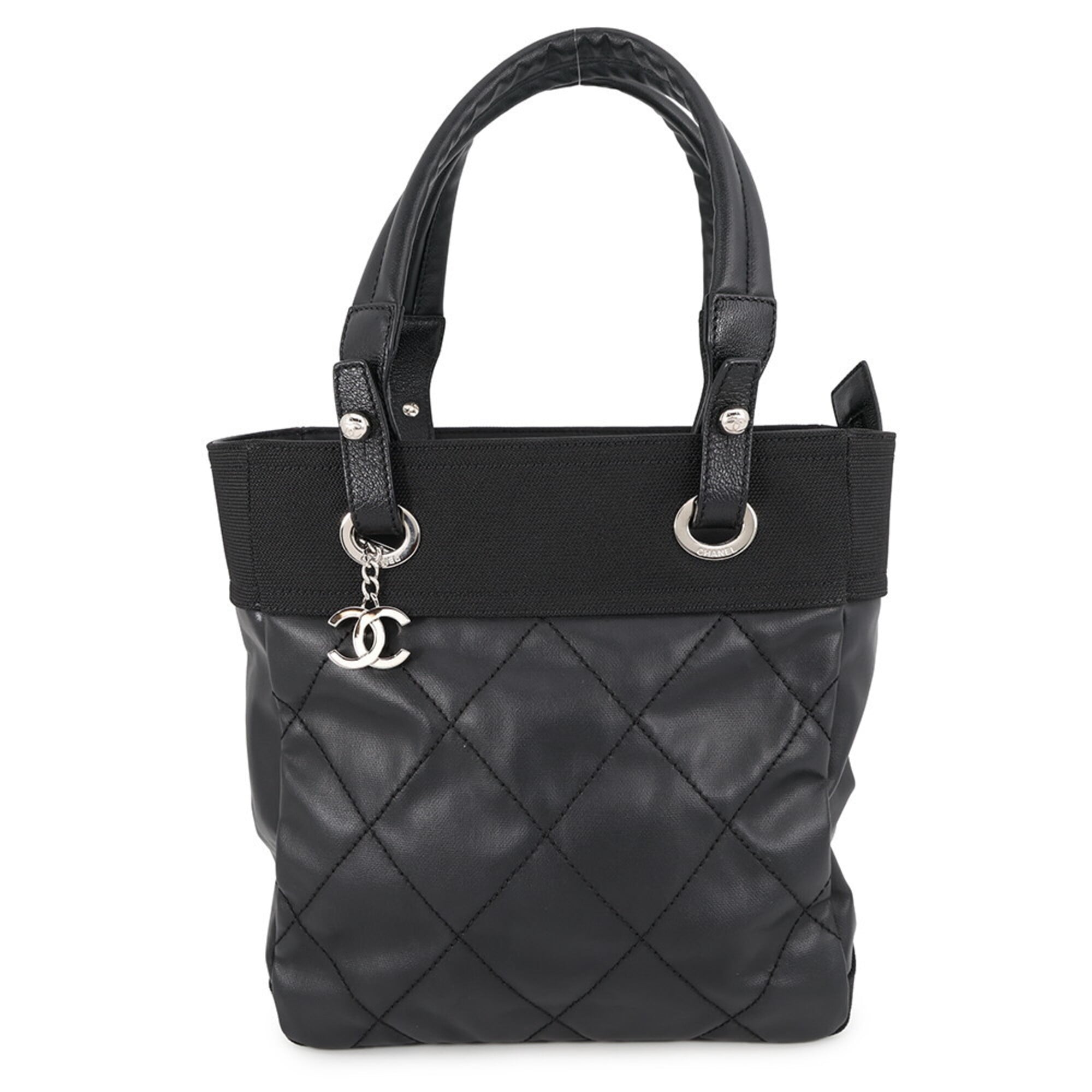 Chanel Paris Biarritz Tote PM Matelassé Coco Mark A34208 CHANEL Black Handbag Women's — Like New