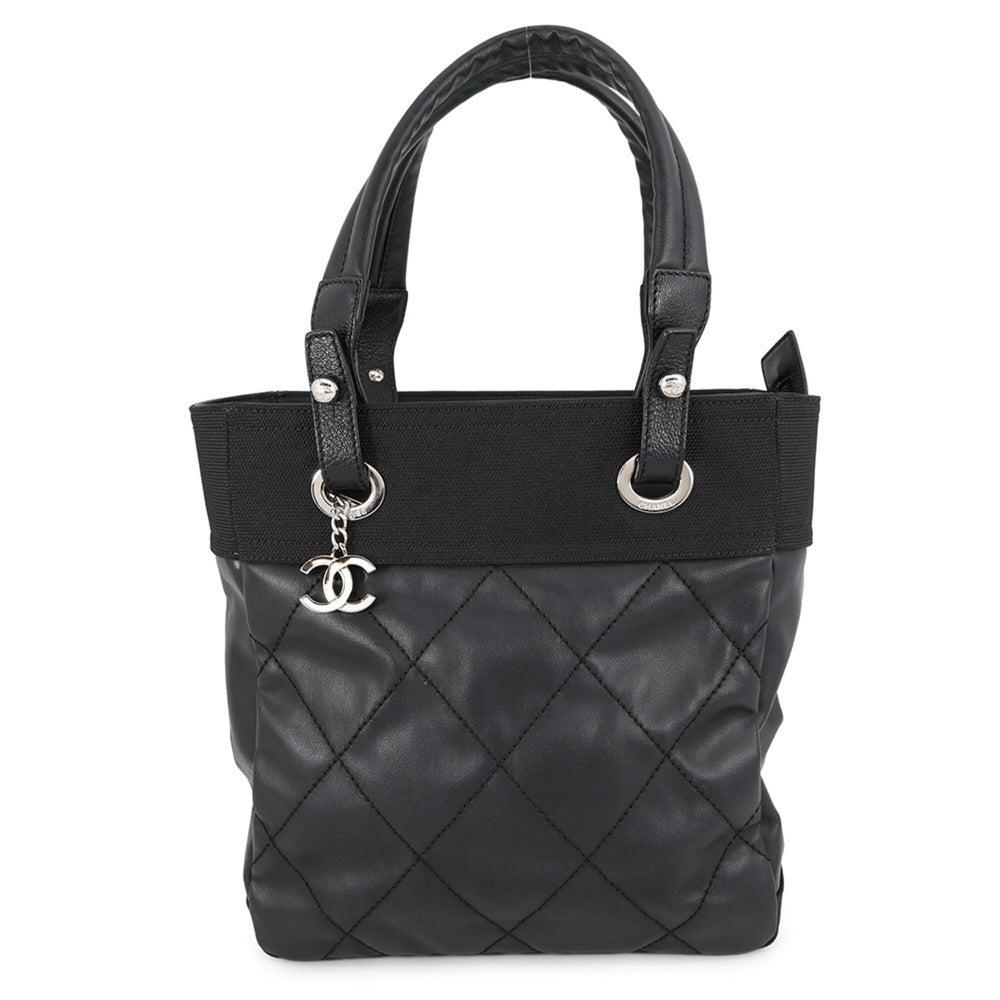 Chanel Paris Biarritz Tote PM Matelassé Coco Mark A34208 CHANEL Black Handbag Women's — Like New